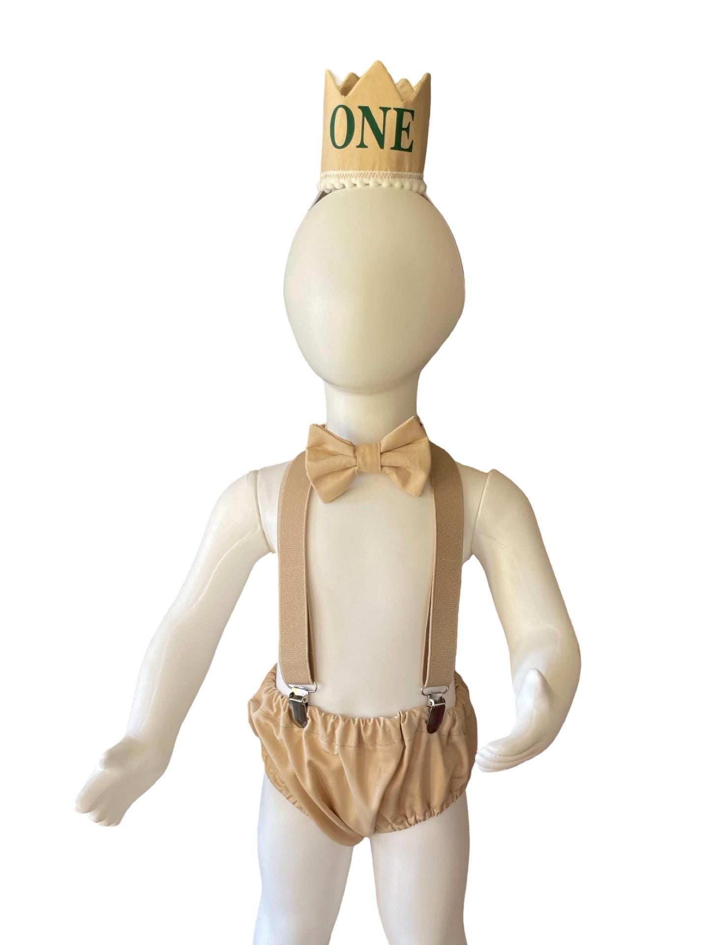 Baby cake smash first birthday Romper outfit for Photography props sitter milestone sessions (TAN beige brown)