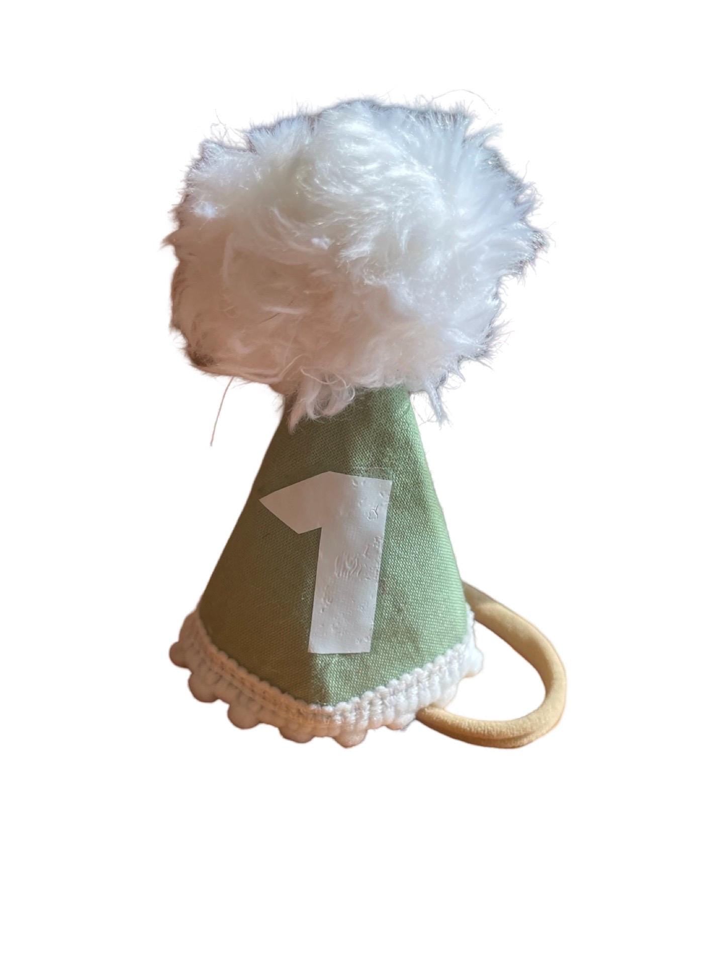 MINI Hats party in fabric. Unisex and reusable. Pointed hat and wool tassel. Birthday hat, Party Shop. party items. First birthday hat.
