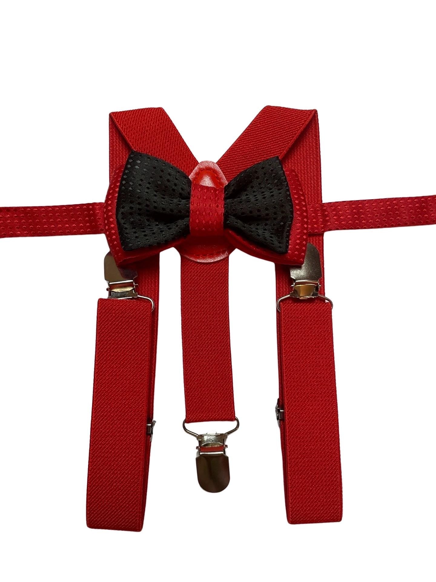 Red Bow Tie & Red Suspender Set, Valentines Day Bow Tie, Red Bowtie, Red Bow Tie Set, Red Suspenders, Valentines Day Photo Prop, Christmas