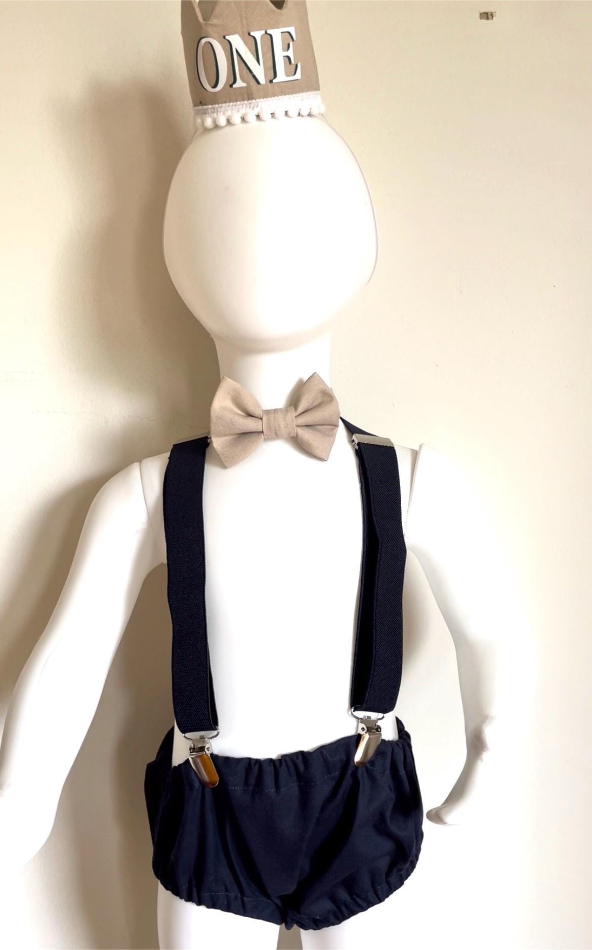 Navy Beige Cake Smash Boy First Birthday super soft cotton Diaper Cover, Suspenders, all navy blue color , Birthday Photoshoot