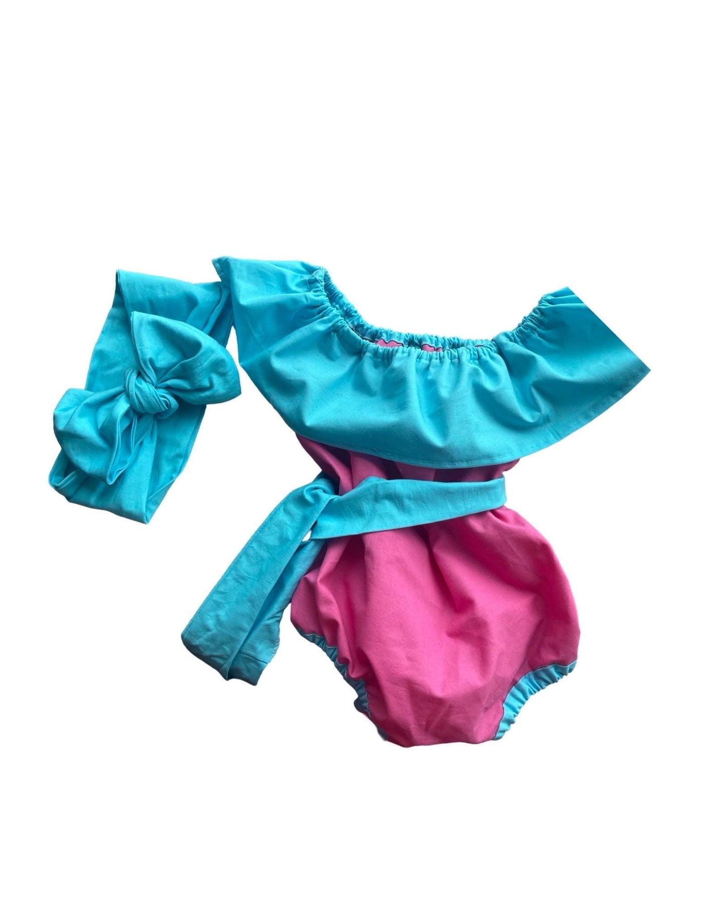 Baby Girl Easter Outfit, Easter Romper Toddler, Bunny Rabbit, Bow Headband, My First Easter, Blue and pink Romper, Happy Easter, Spring Gift