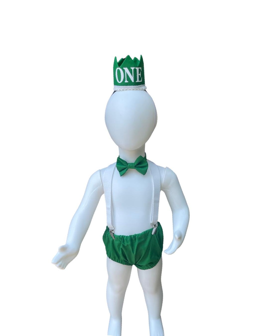 Baby Boy Green Cake Smash Outfit -- Baby Boy First Birthday Outfit Green