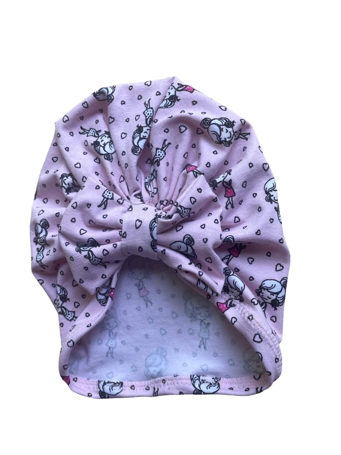 Baby Turban Hat with Bow – Pink Baby Girl Headwrap | Newborn Infant Toddler Hat | Cute Baby Shower Gift