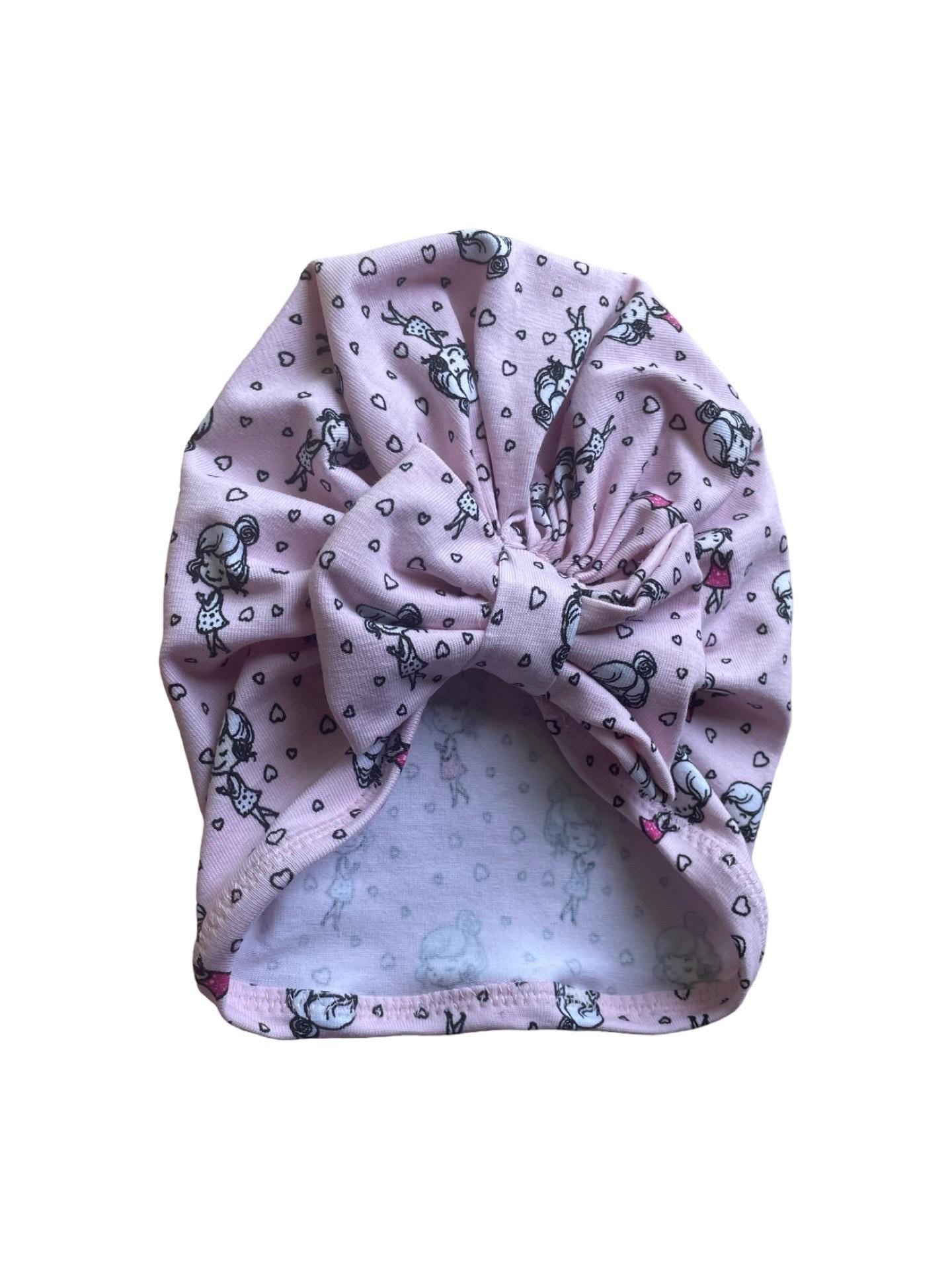 Baby Turban Hat with Bow – Pink Baby Girl Headwrap | Newborn Infant Toddler Hat | Cute Baby Shower Gift