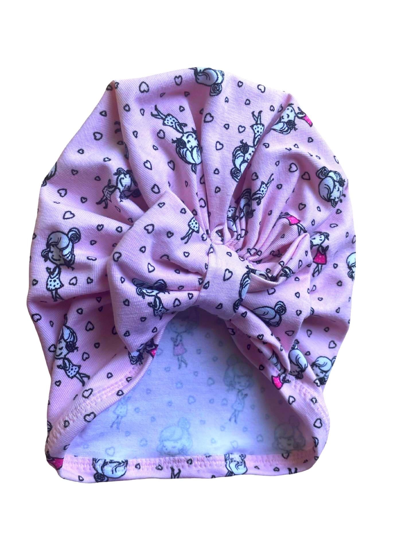 Baby Turban Hat with Bow – Pink Baby Girl Headwrap | Newborn Infant Toddler Hat | Cute Baby Shower Gift