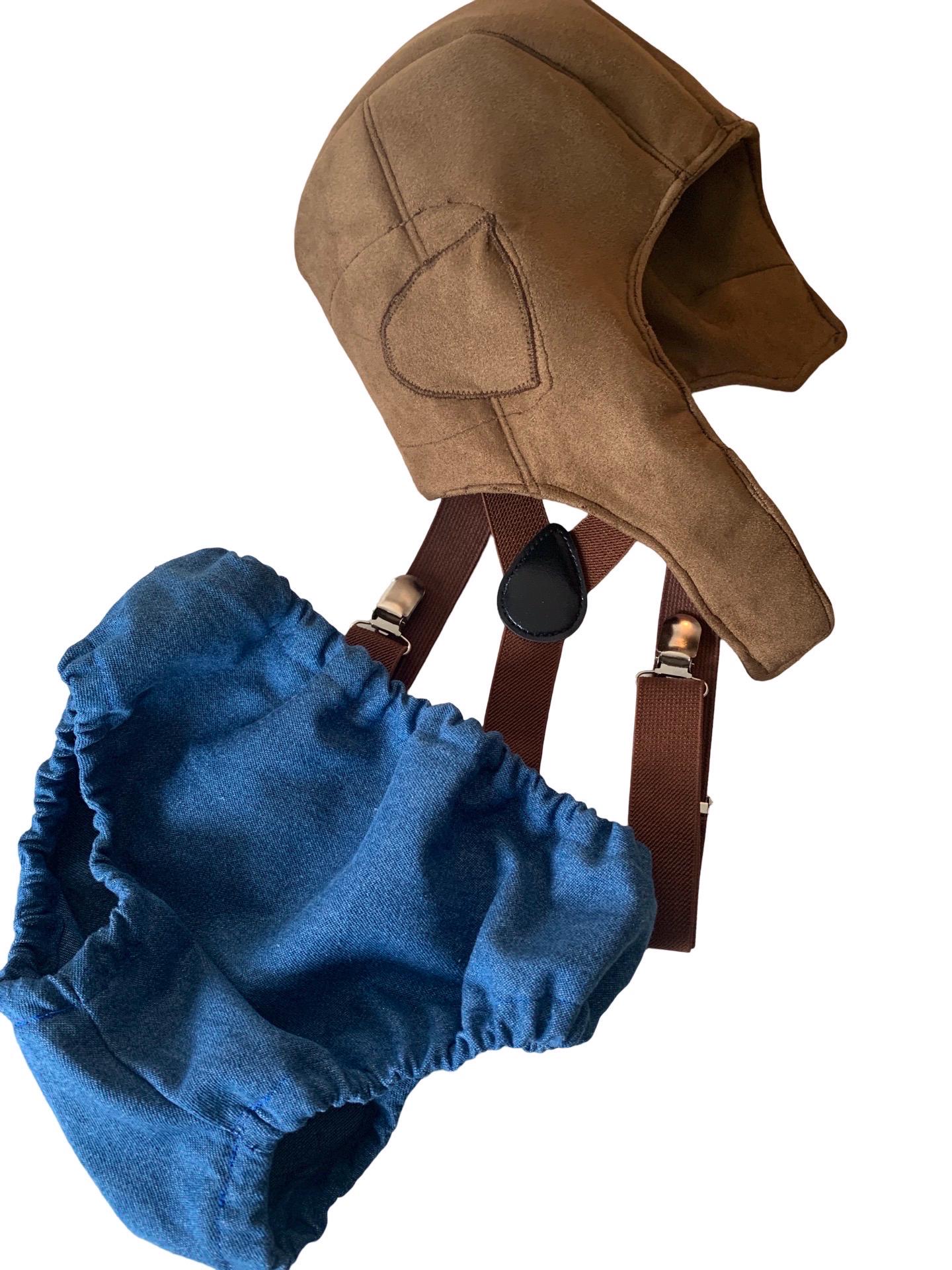 Aviator pilot sitter set - baby boy photo prop - baby clothes - vintage style - pilot cap - cake smash outfit - navy