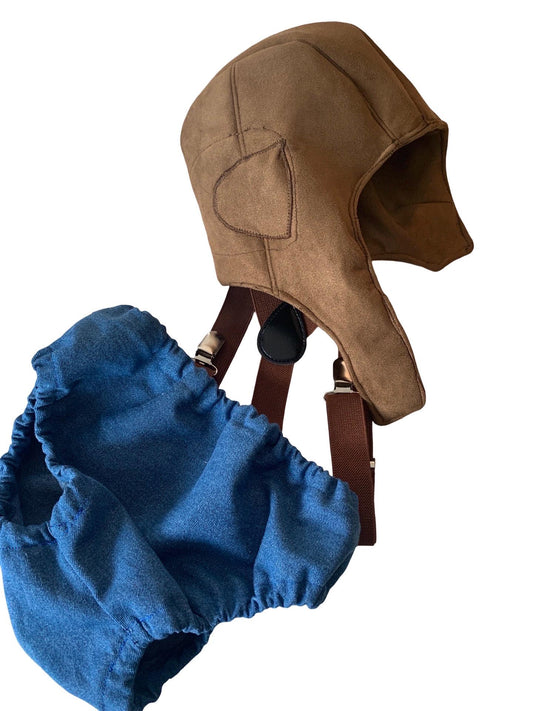 Aviator pilot sitter set - baby boy photo prop - baby clothes - vintage style - pilot cap - cake smash outfit - navy