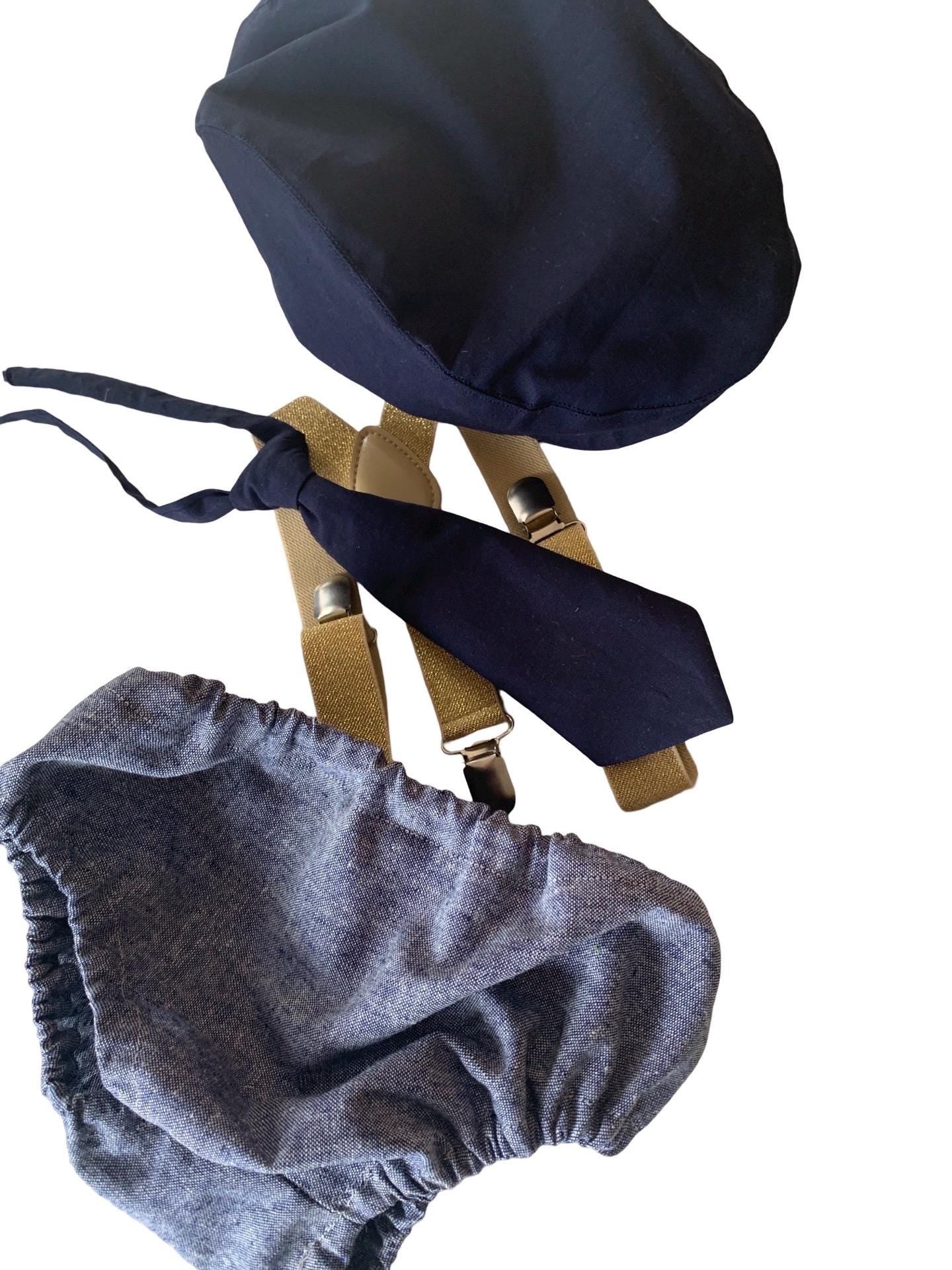Navy Smash Cake Outfit Boy First Birthday super soft navy cotton Diaper Cover, navy Suspenders and navy bow tie 1st Birthday Photoshoot