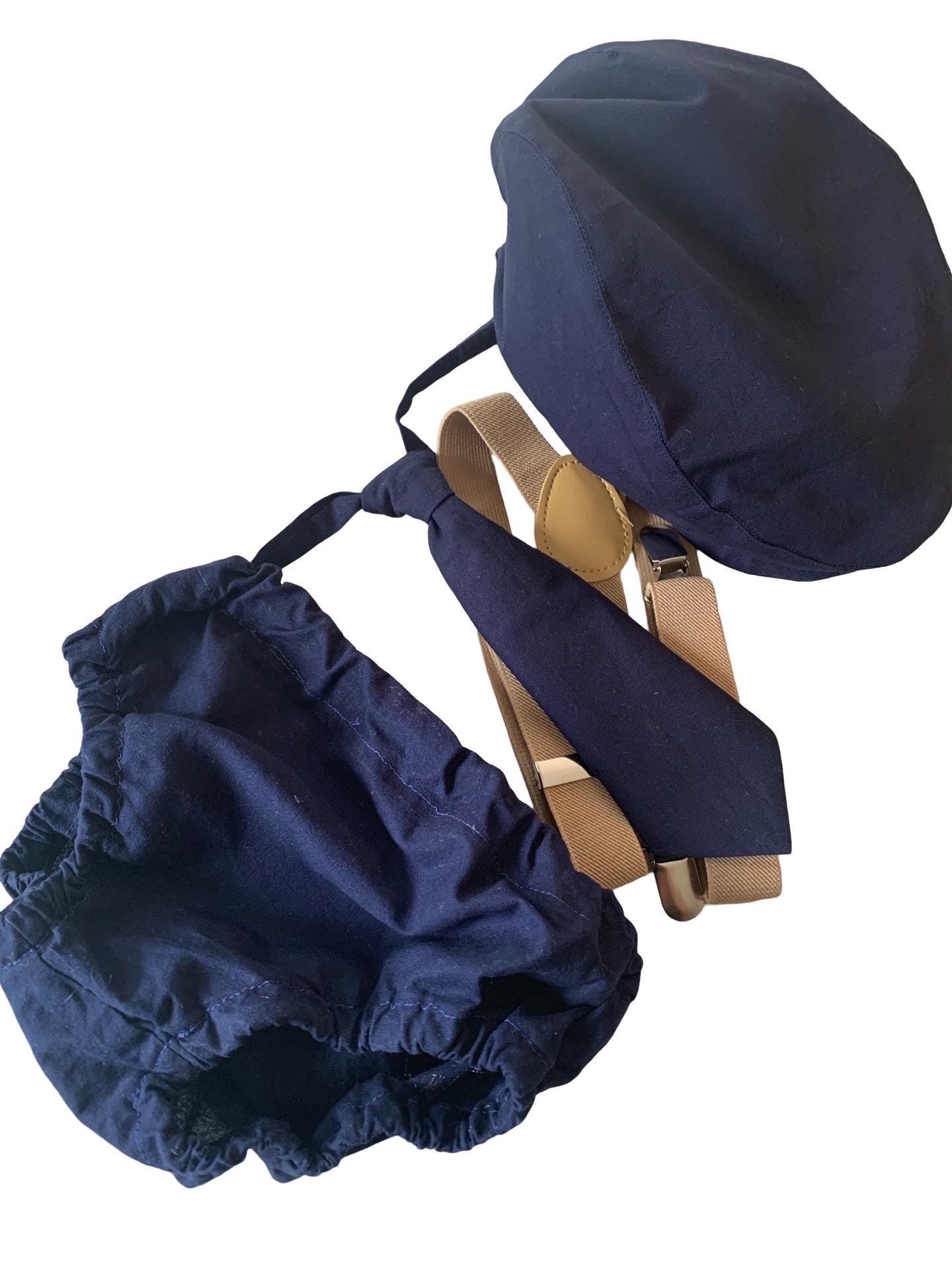 Navy Smash Cake Outfit Boy First Birthday super soft navy cotton Diaper Cover, navy Suspenders and navy bow tie 1st Birthday Photoshoot