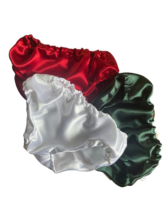 Christmas girl bloomers SET OF 3, satin bloomers, baby bloomers - satin fabric - satin diaper cover- plain diaper cover - satin bottoms