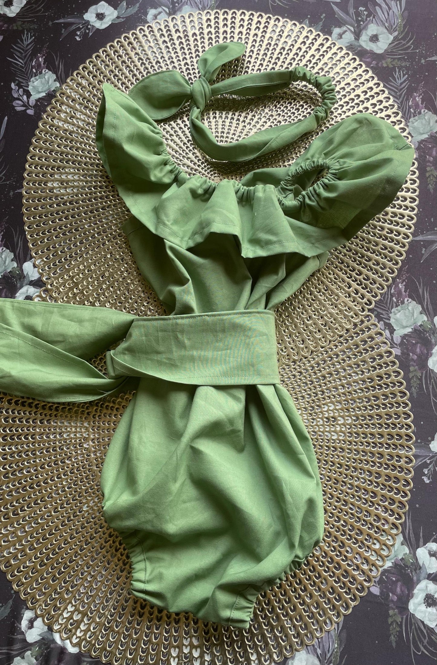 Baby Girl First Birthday Outfit / Boho First Birthday Romper / Blush First Birthday Outfit / Baby girl / First Birthday Outfit / Sage