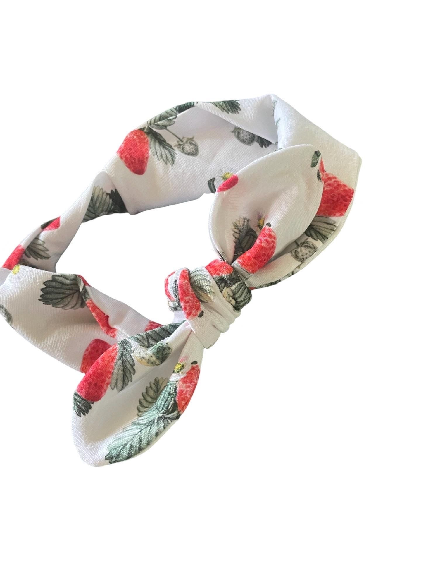 Strawberry Bow Twist bunny headband | Soft And Stylish Spring Hair Accessory