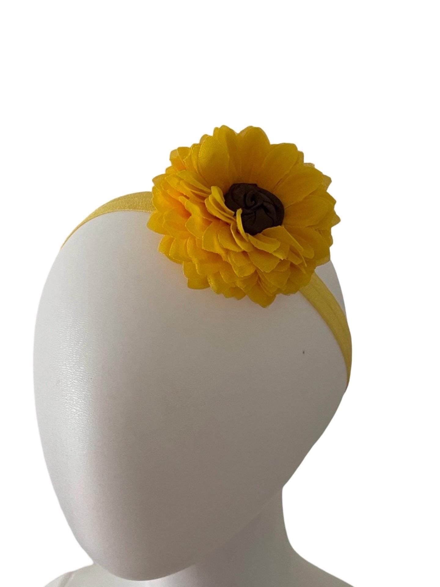 Sunflower headband, baby sunflower headband, sunflower baby headband, yellow flower headband, yellow baby headband, summer baby headband