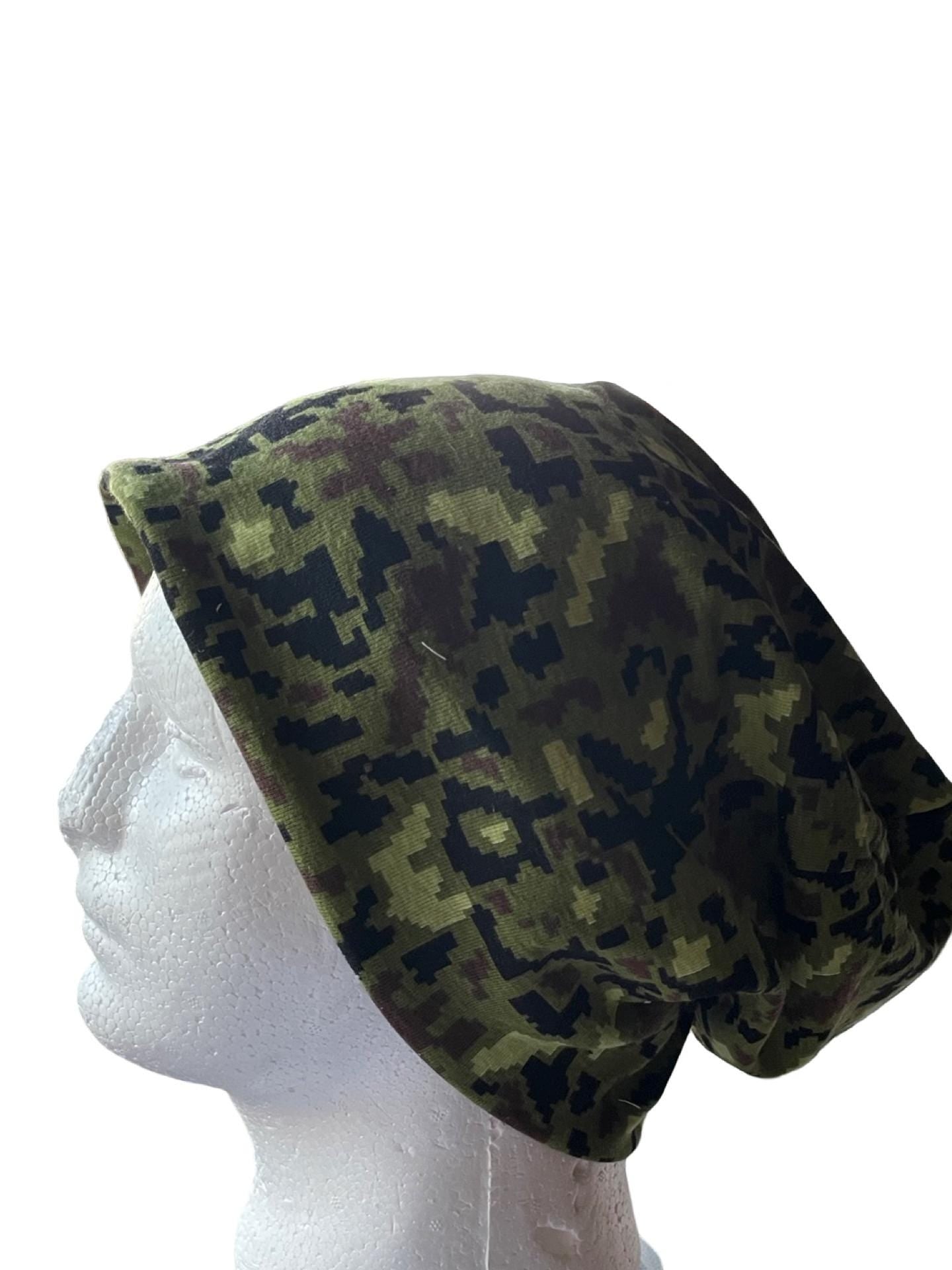 Camo Beanie, Camo Hat Custom, Slouchy Beanie Hat, Gender Neutral Fathers day Gift, Handmade Clothing for Kids and adults, interlocking brick