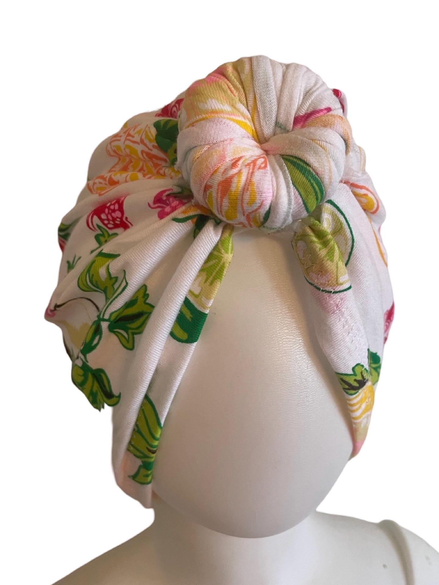Tropical Fashion turban, turban hat, full turban, head covering, 1950s turban, vintage turban, retro turban, designer turban, fruit turban