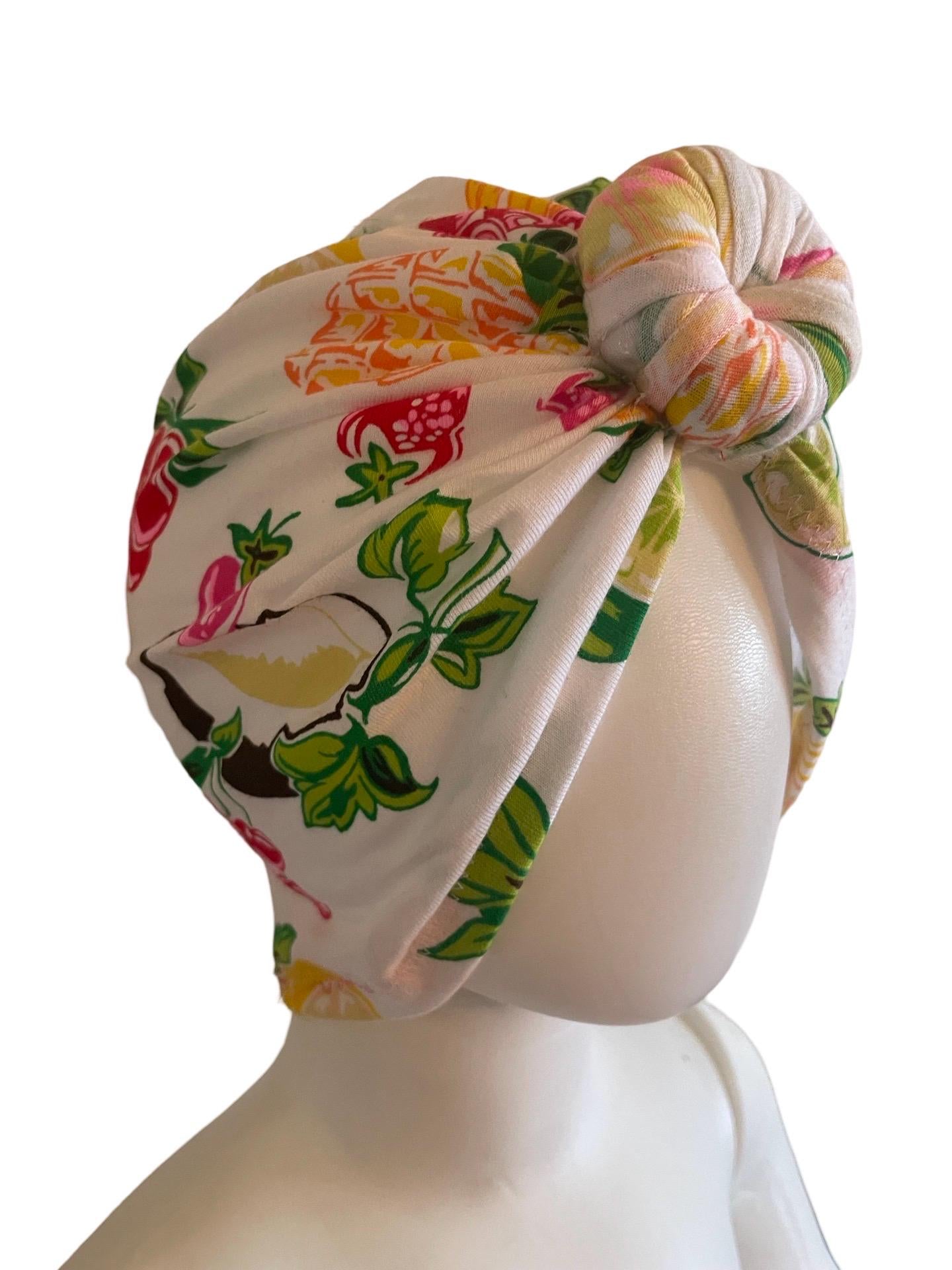 Tropical Fashion turban, turban hat, full turban, head covering, 1950s turban, vintage turban, retro turban, designer turban, fruit turban