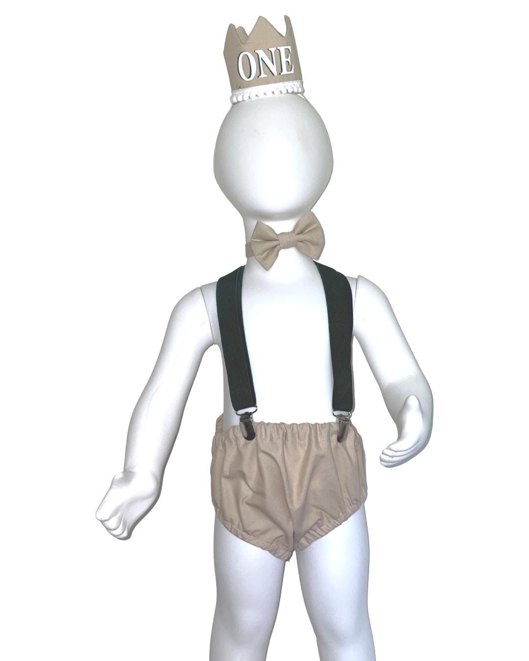 Baby cake smash first birthday Romper outfit for Photography props sitter milestone sessions (TAN beige brown)