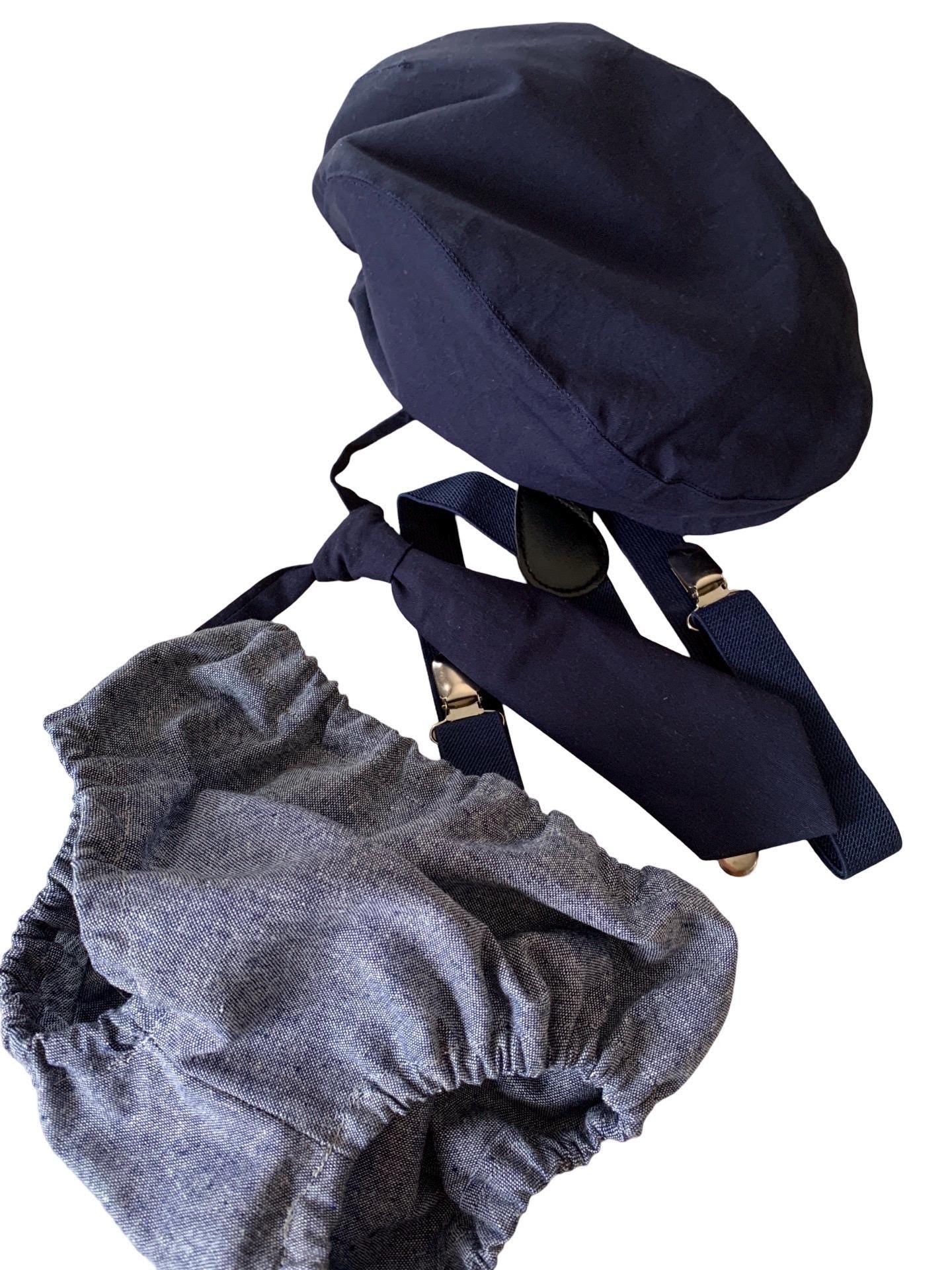 Navy Smash Cake Outfit Boy First Birthday super soft navy cotton Diaper Cover, navy Suspenders and navy bow tie 1st Birthday Photoshoot
