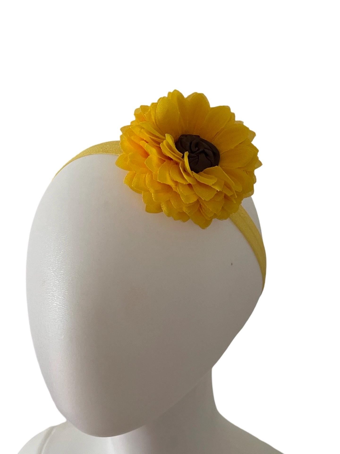 Sunflower headband, baby sunflower headband, sunflower baby headband, yellow flower headband, yellow baby headband, summer baby headband