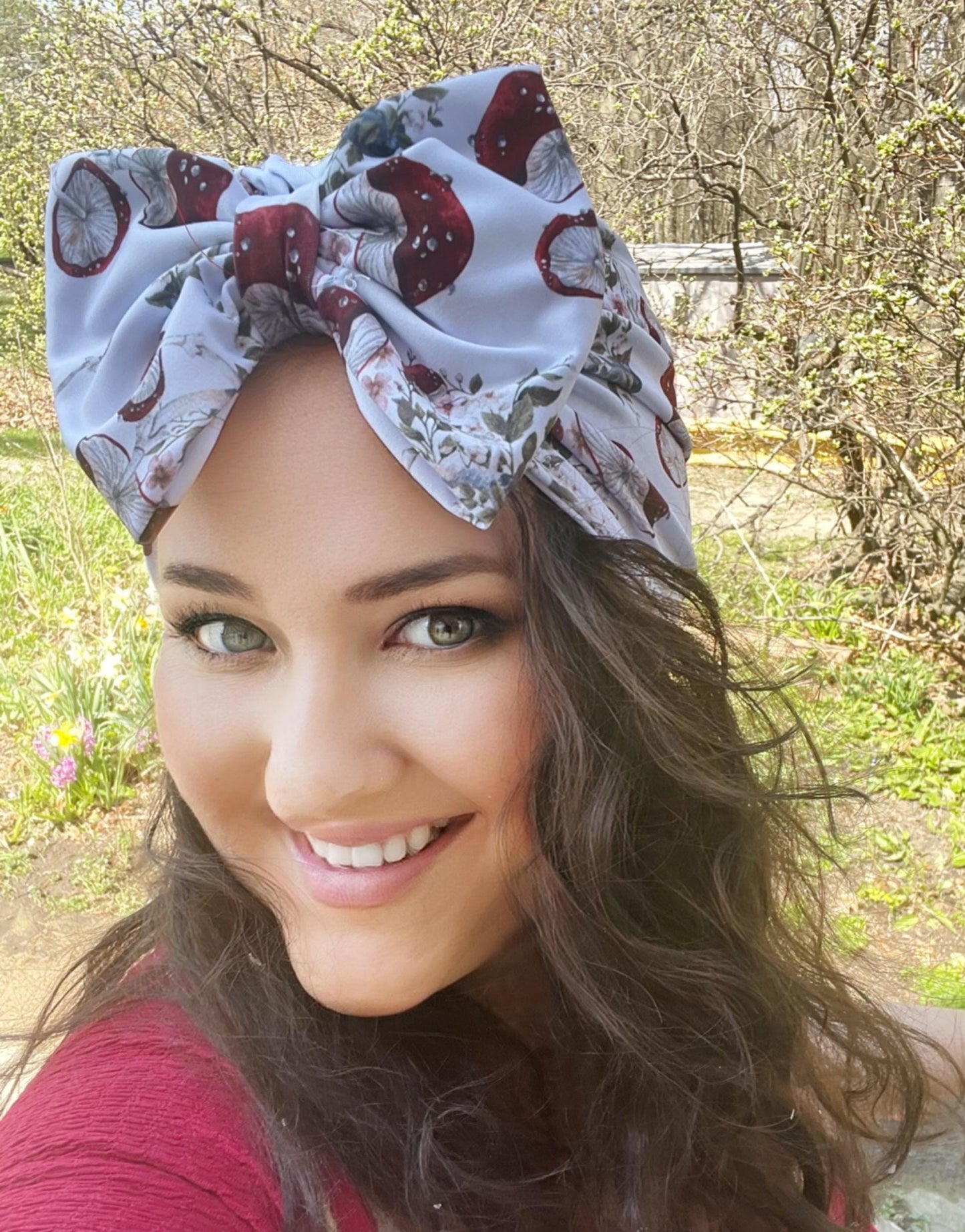 SUMMER Mushroom Turban |Headwrap|boho| chemo gift| bonnet | chemo hat |alopecia cap |pre tied