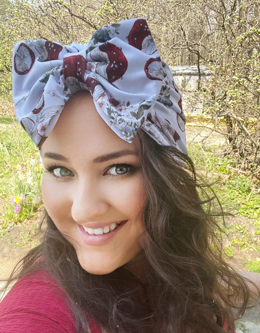 SUMMER Mushroom Turban |Headwrap|boho| chemo gift| bonnet | chemo hat |alopecia cap |pre tied