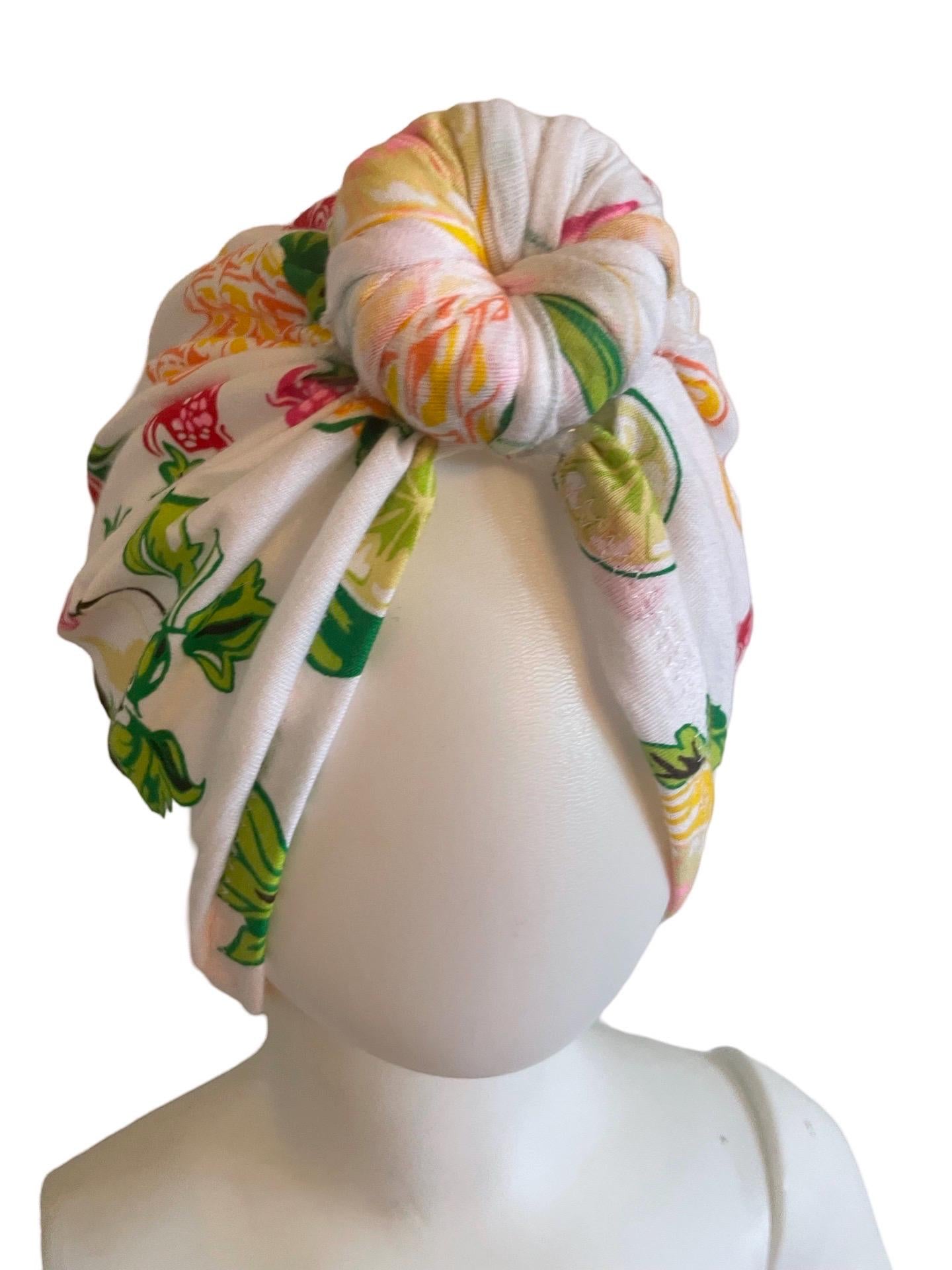 Tropical Fashion turban, turban hat, full turban, head covering, 1950s turban, vintage turban, retro turban, designer turban, fruit turban