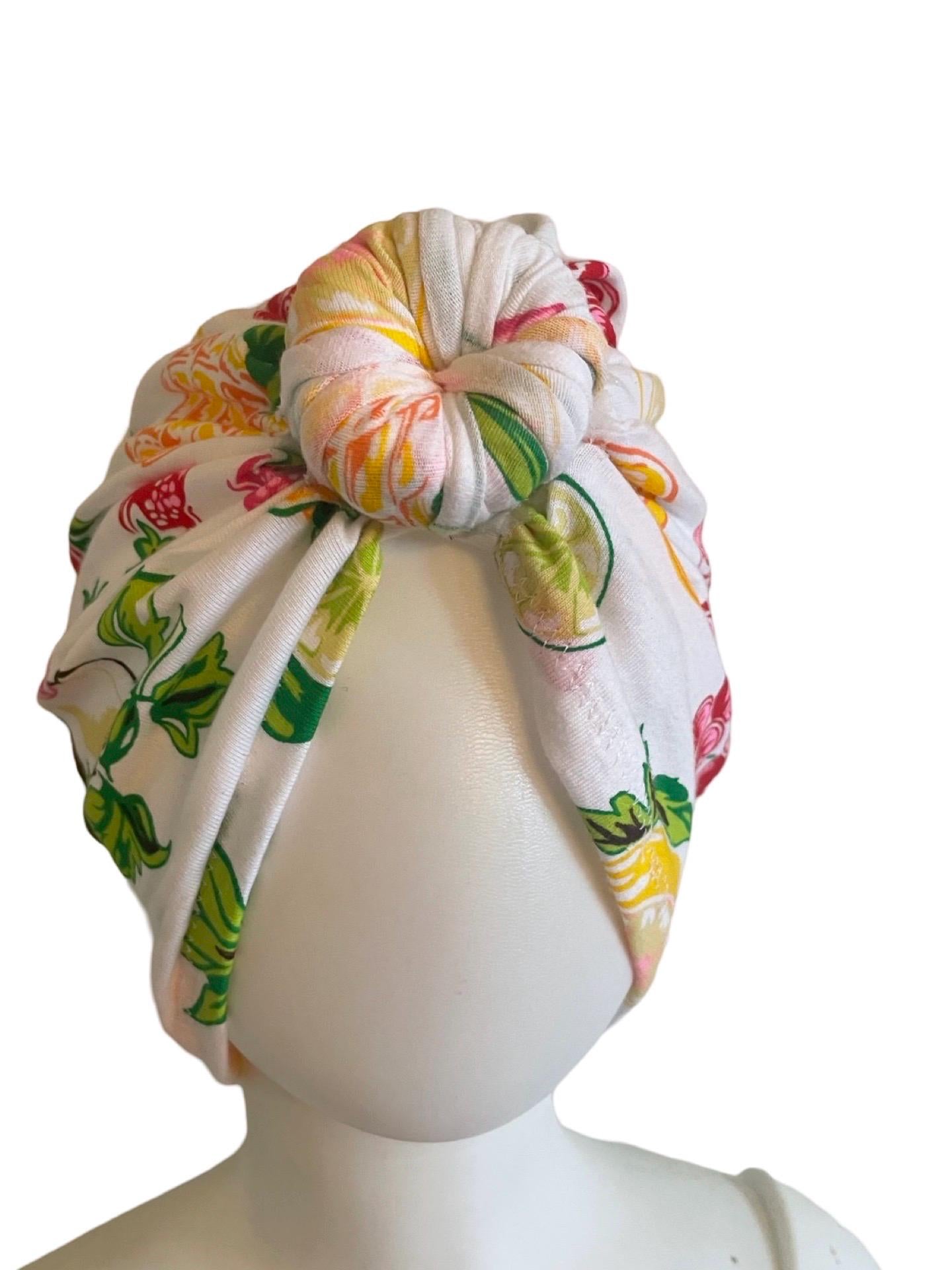 Tropical Fashion turban, turban hat, full turban, head covering, 1950s turban, vintage turban, retro turban, designer turban, fruit turban