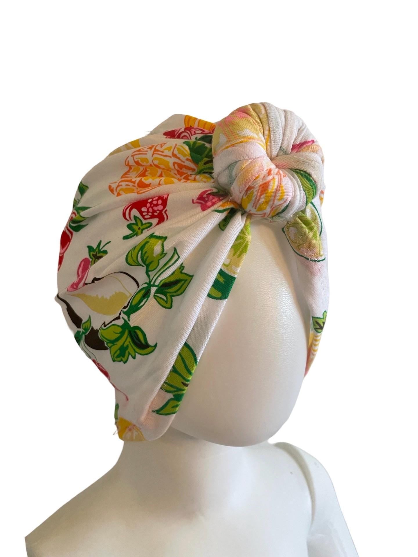 Tropical Fashion turban, turban hat, full turban, head covering, 1950s turban, vintage turban, retro turban, designer turban, fruit turban
