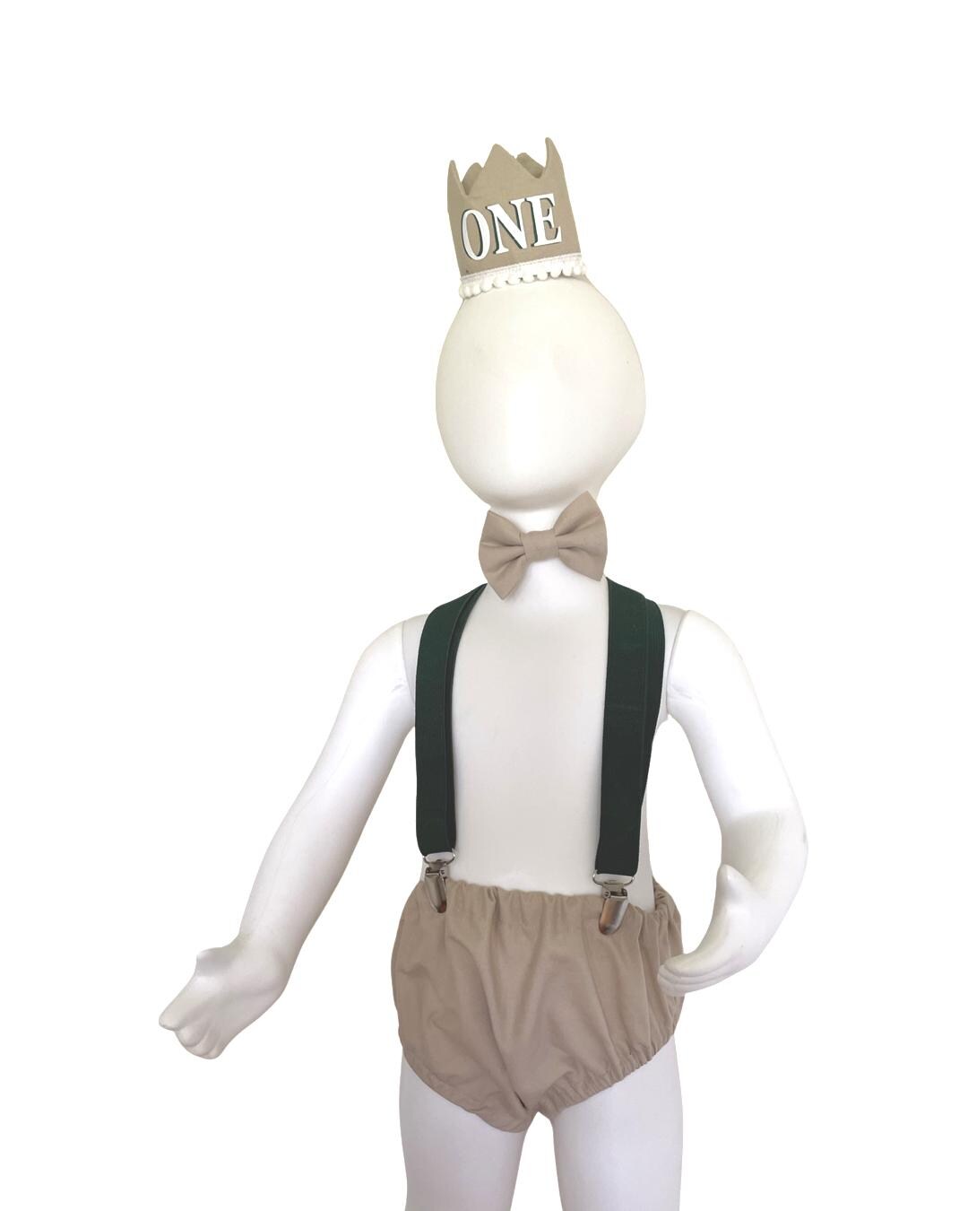 Baby cake smash first birthday Romper outfit for Photography props sitter milestone sessions (TAN beige brown)