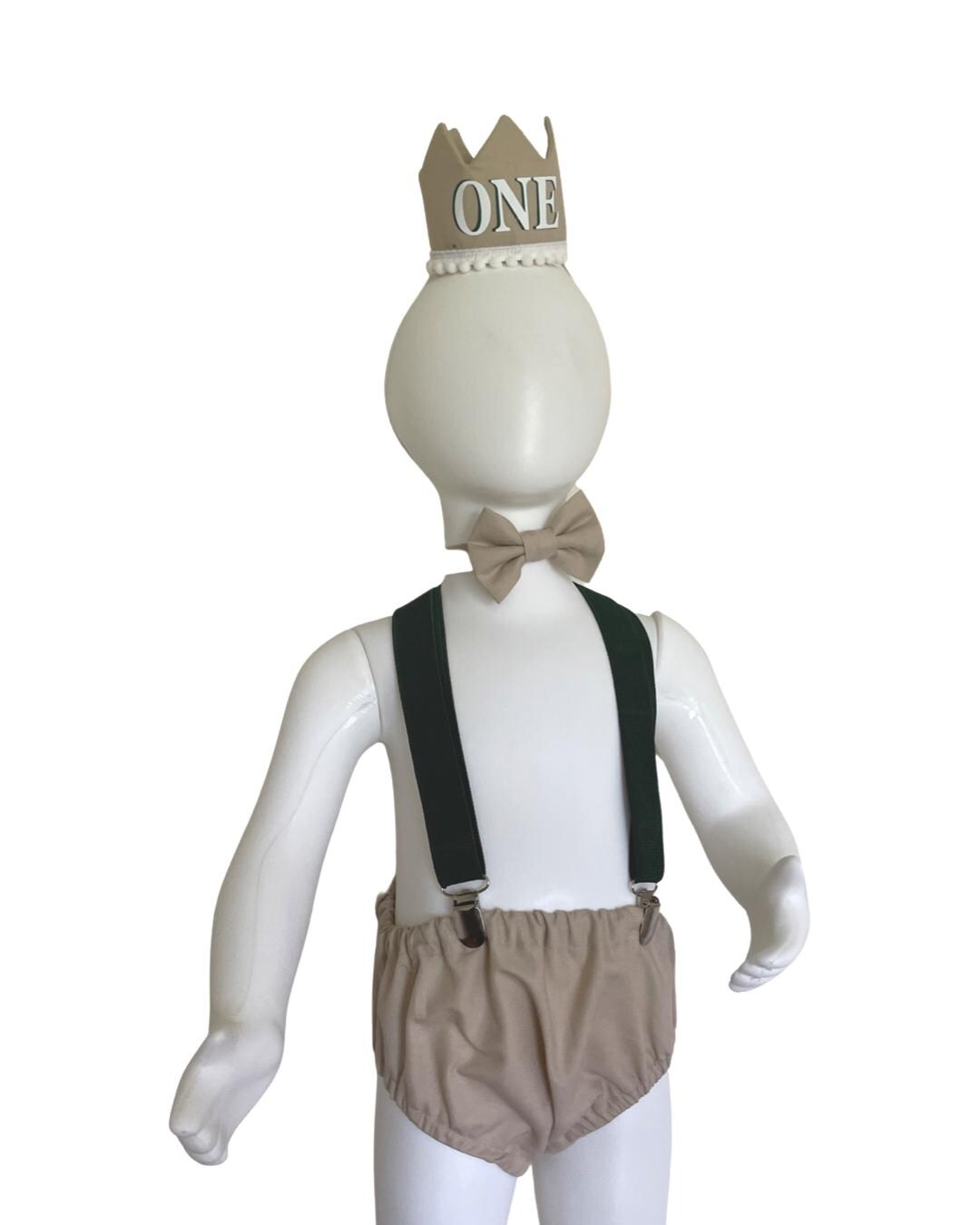 Baby cake smash first birthday Romper outfit for Photography props sitter milestone sessions (TAN beige brown)