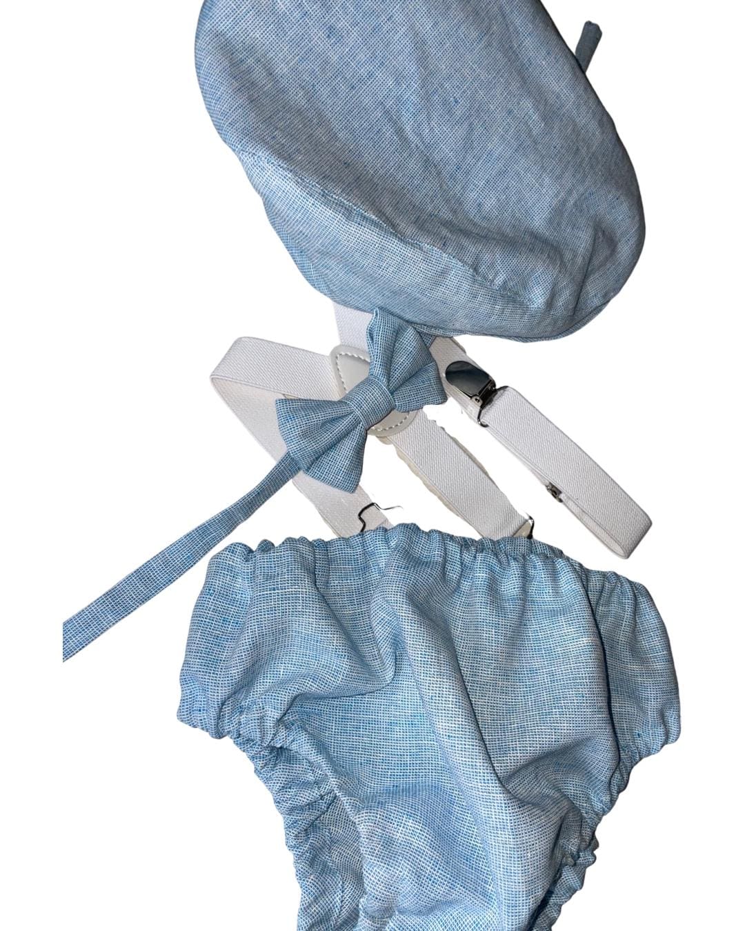 Light denim sitter set - baby boy photo prop - baby clothes - vintage style - flat cap - cake smash outfit