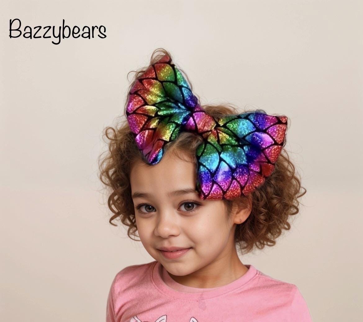 Pink and Blue Mermaid Inspired Hair Bow, Rainbow Hair Clip, Mermaid Bow, Mermaid Hair Accessories, Mermaid Theme, Rainbow mermaid Hair Bow