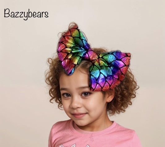 Pink and Blue Mermaid Inspired Hair Bow, Rainbow Hair Clip, Mermaid Bow, Mermaid Hair Accessories, Mermaid Theme, Rainbow mermaid Hair Bow