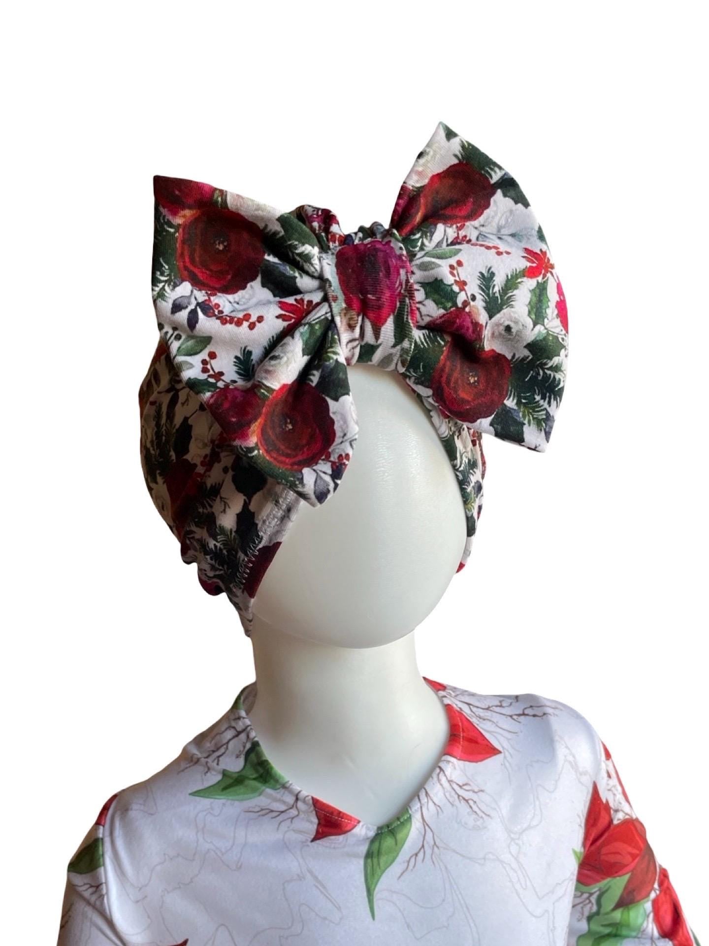 Baby Christmas Hat - Ho Ho Ho Baby girl Hat - Baby Girl Hat - Baby Hat -Pointsettia Hat - red christmas hat - turban christmas hat - newborn