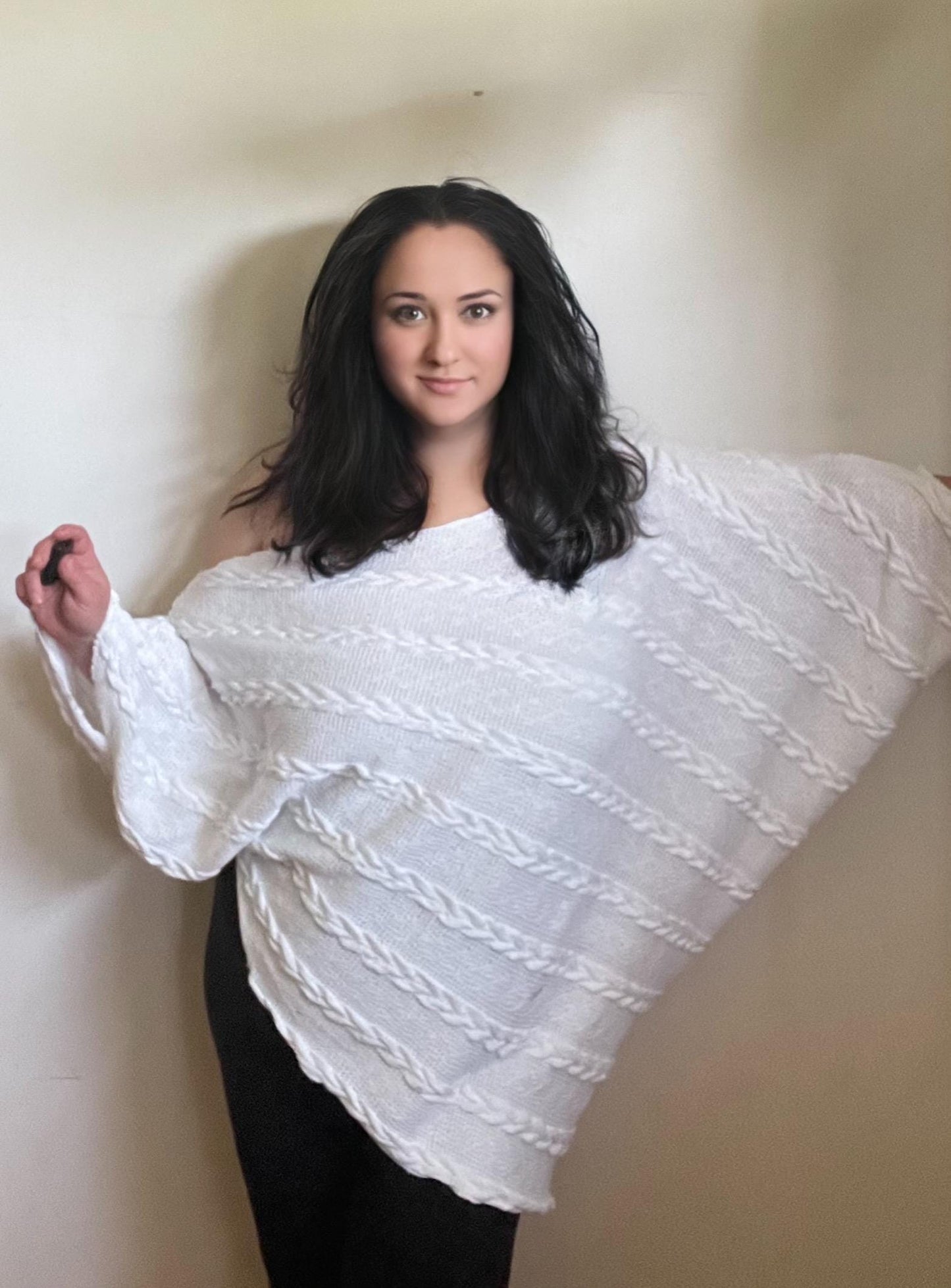 Handmade Asymmetrical Sweater/Knitwear Dress/Long Pullover/Loose Plus Size Sweater/ Off Shoulder Sweater/Knit Blouse/Top