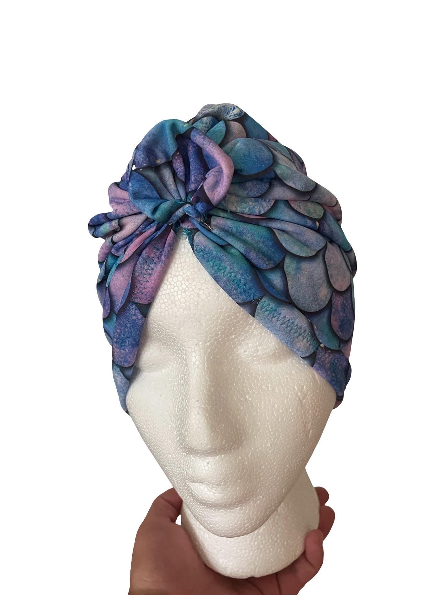 Mermaid Scale Turban | Swim Headwrap for Girls and adults| waterproof swim cap