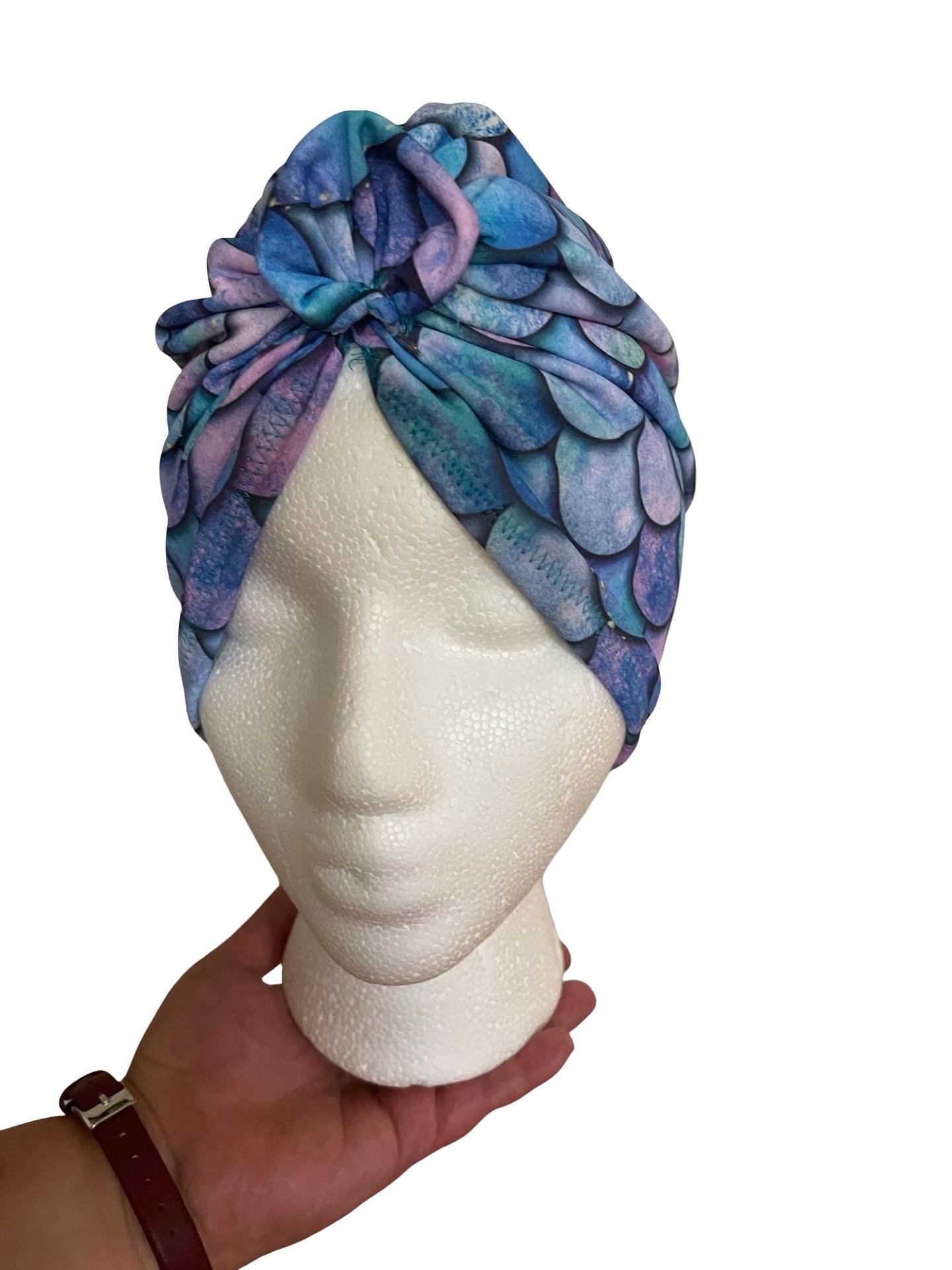 Mermaid Scale Turban | Swim Headwrap for Girls and adults| waterproof swim cap