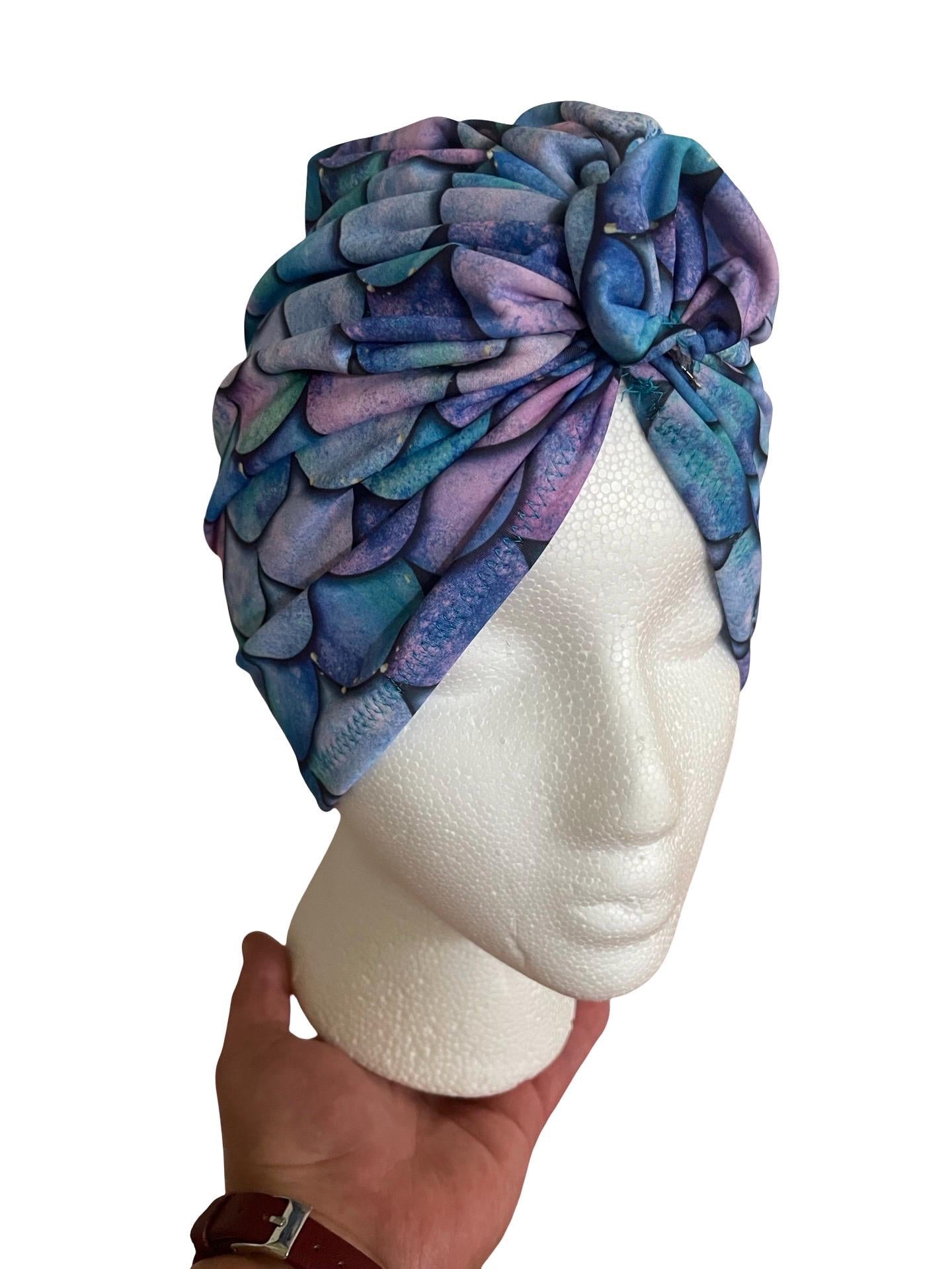 Mermaid Scale Turban | Swim Headwrap for Girls and adults| waterproof swim cap