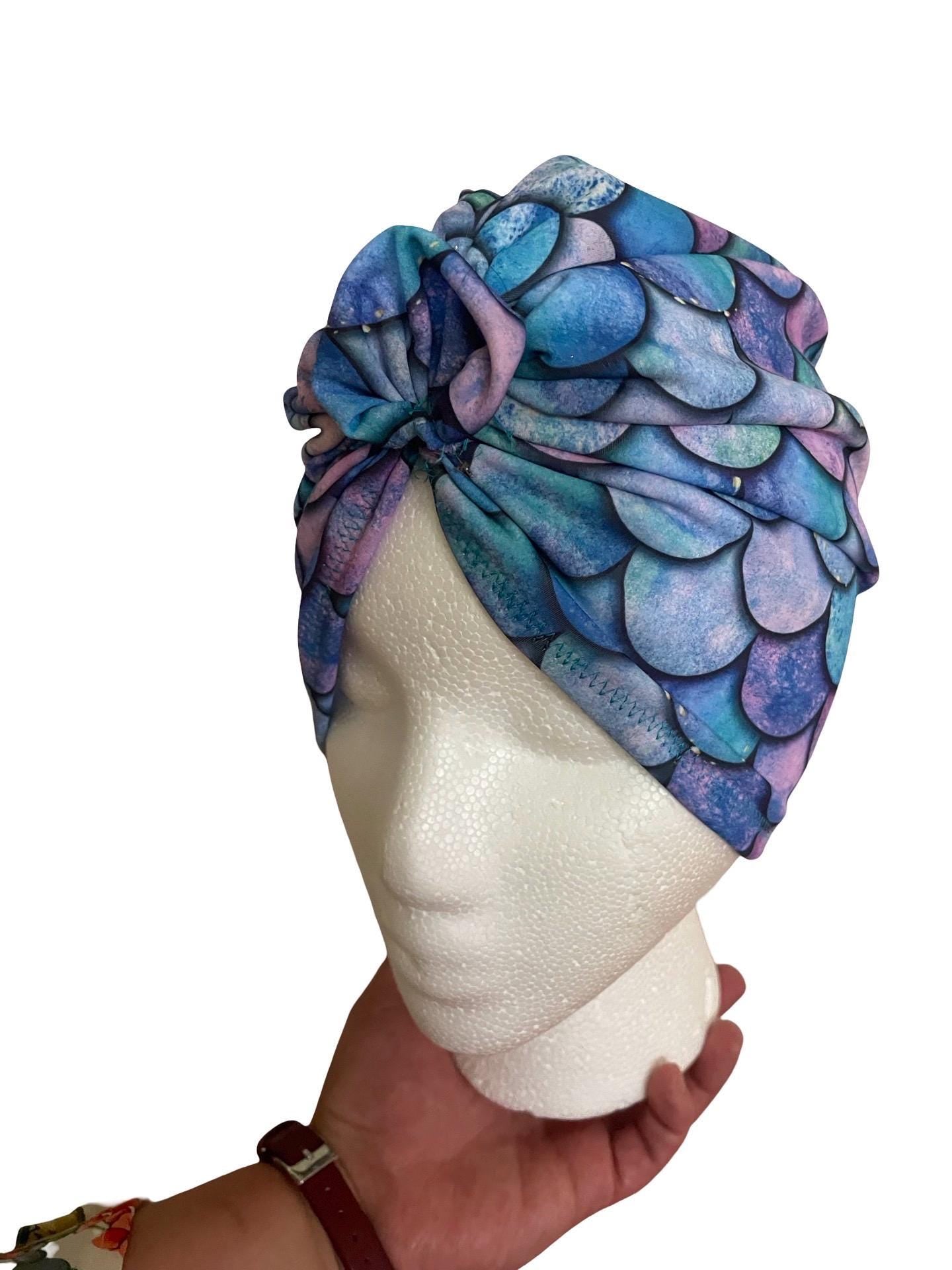 Mermaid Scale Turban | Swim Headwrap for Girls and adults| waterproof swim cap