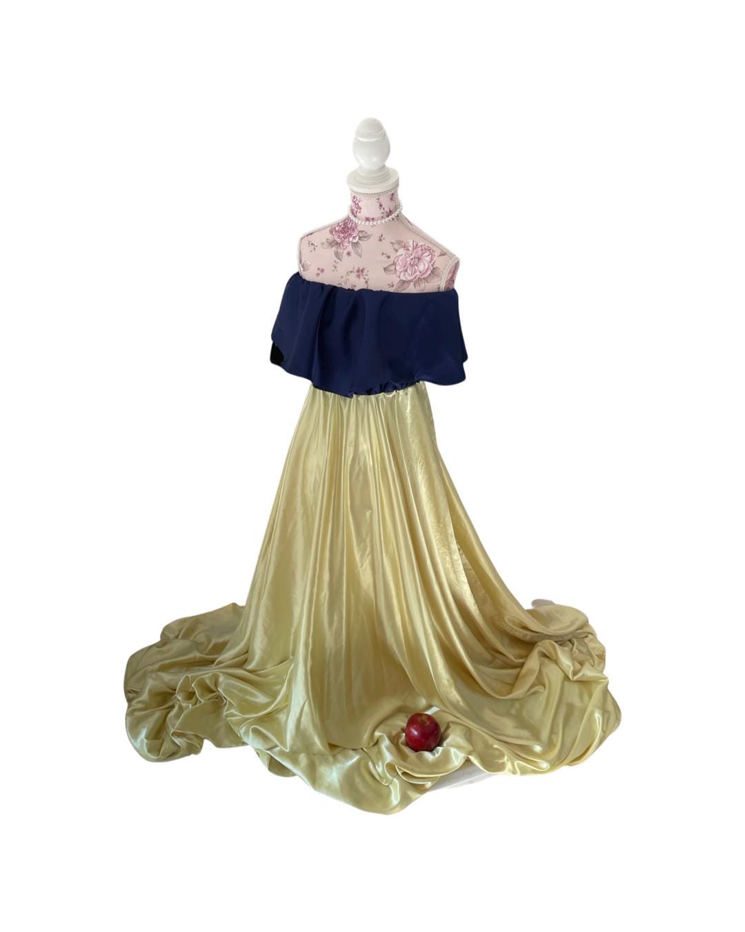 Boho Maternity Gown for Photoshoot – Off-Shoulder Satin Dress yellow and blue, Baby Shower Outfit, Summer Pregnancy Dress, Flowy Maxi Gown