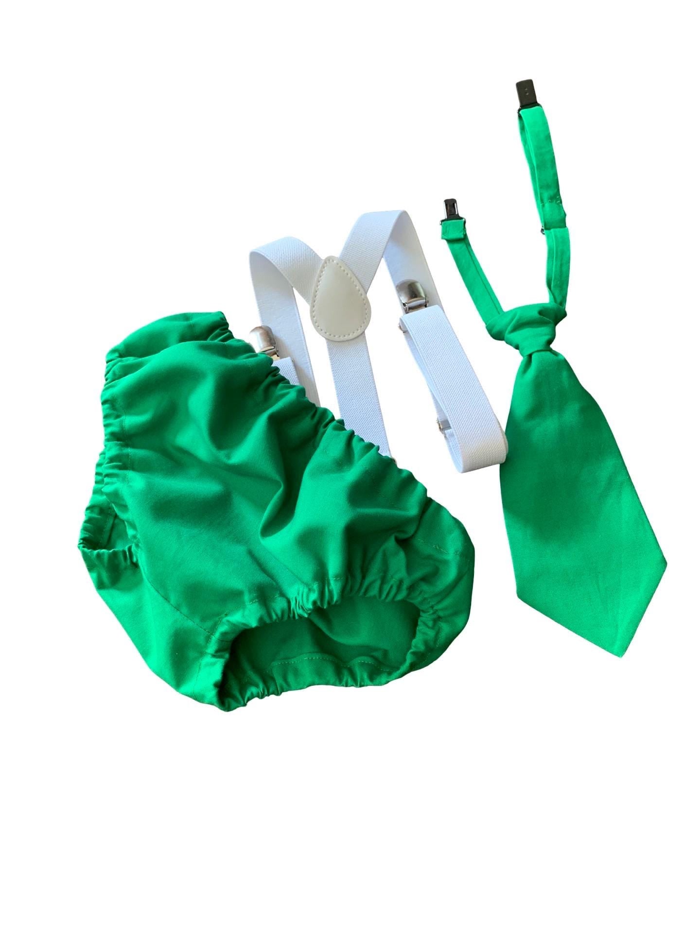 Cake Smash Boy Outfit, 1st Birthday Boy, Green Diaper Cover, Neck tie and Suspender, Cake Smash Outfit, Boys 1st Birthday Outfit