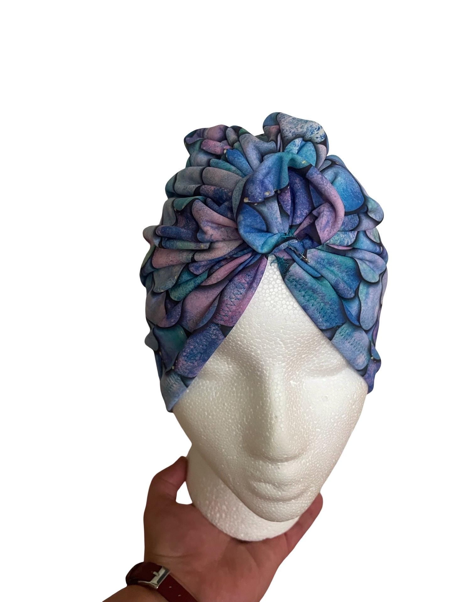 Mermaid Scale Turban | Swim Headwrap for Girls and adults| waterproof swim cap
