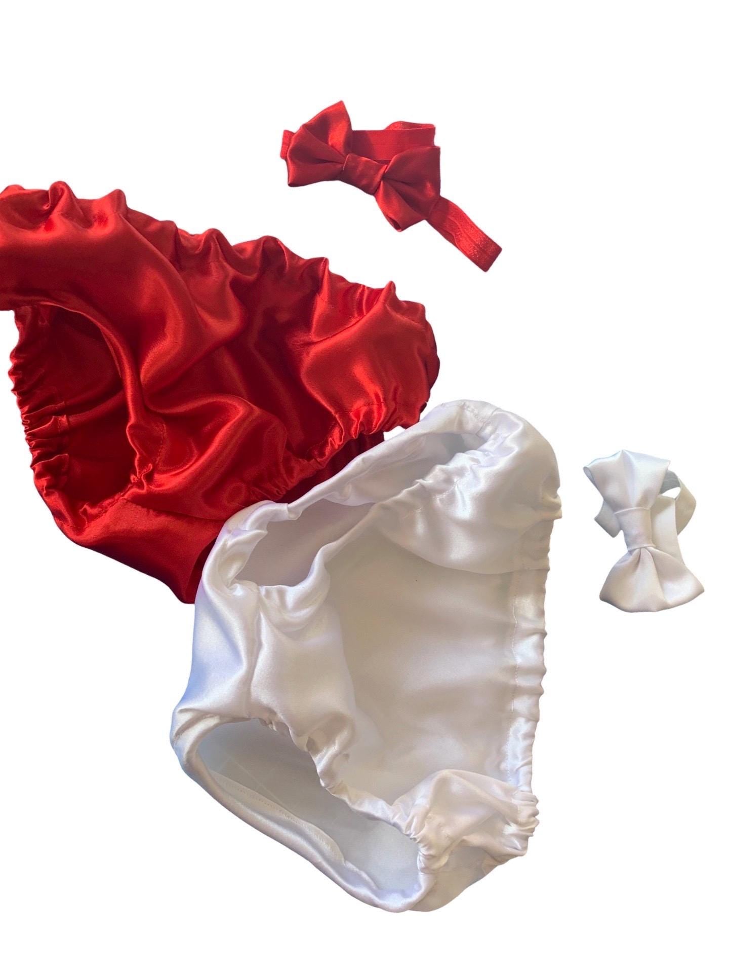 Christmas girl bloomers SET OF 2, satin bloomers, baby bloomers - satin fabric - satin diaper cover- plain diaper cover - satin bottoms bows