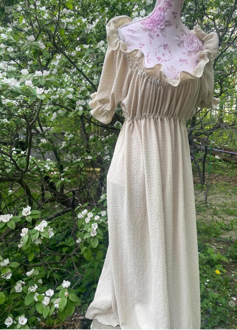 Regency Gown - Crinkled knit long dress - 1800s gown - Vintage Style Gown - Puckered Dress Full Length- choose your colour