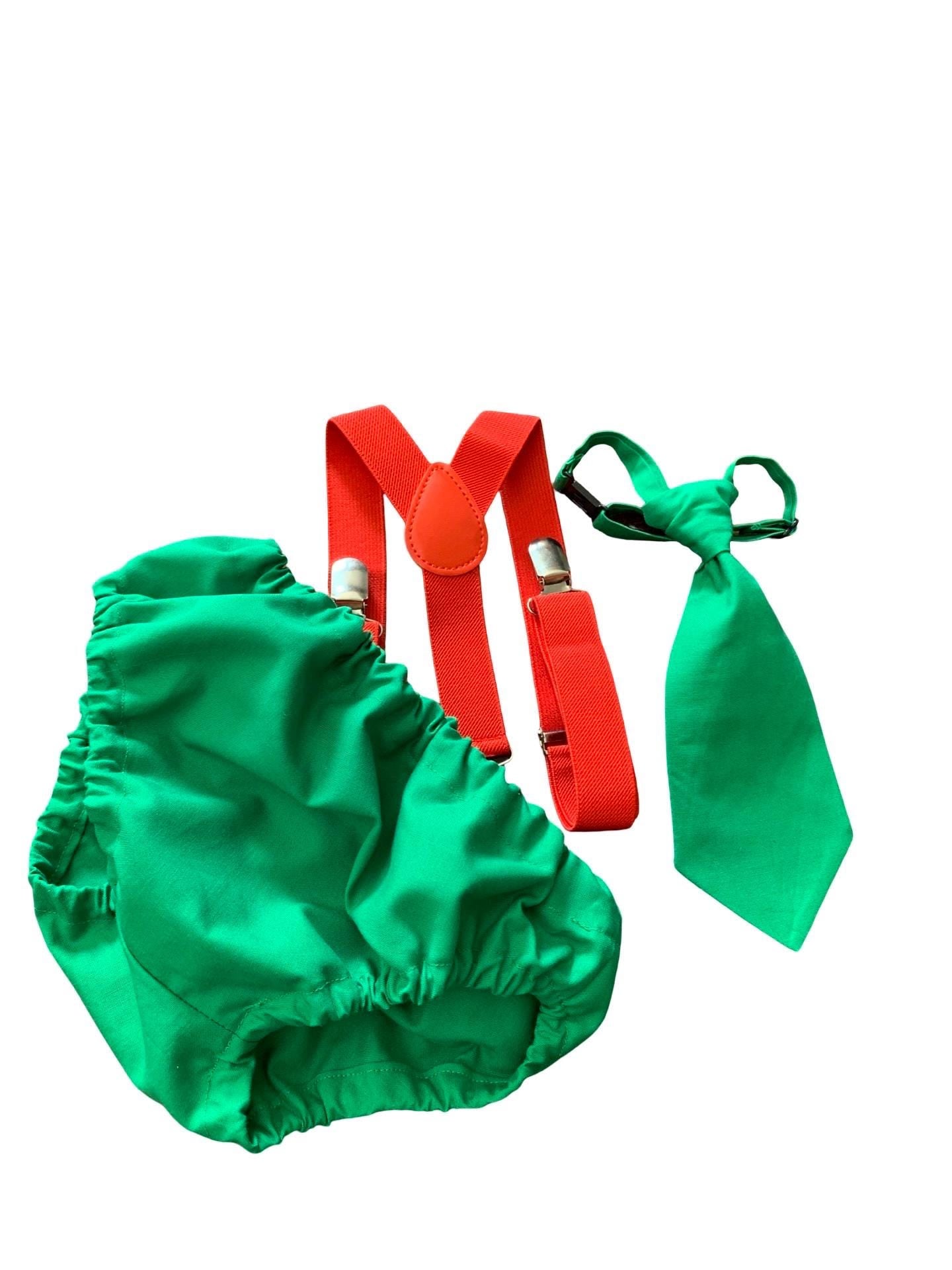 Cake Smash Boy Outfit, 1st Birthday Boy, Green Diaper Cover, Neck tie and Suspender, Cake Smash Outfit, Boys 1st Birthday Outfit