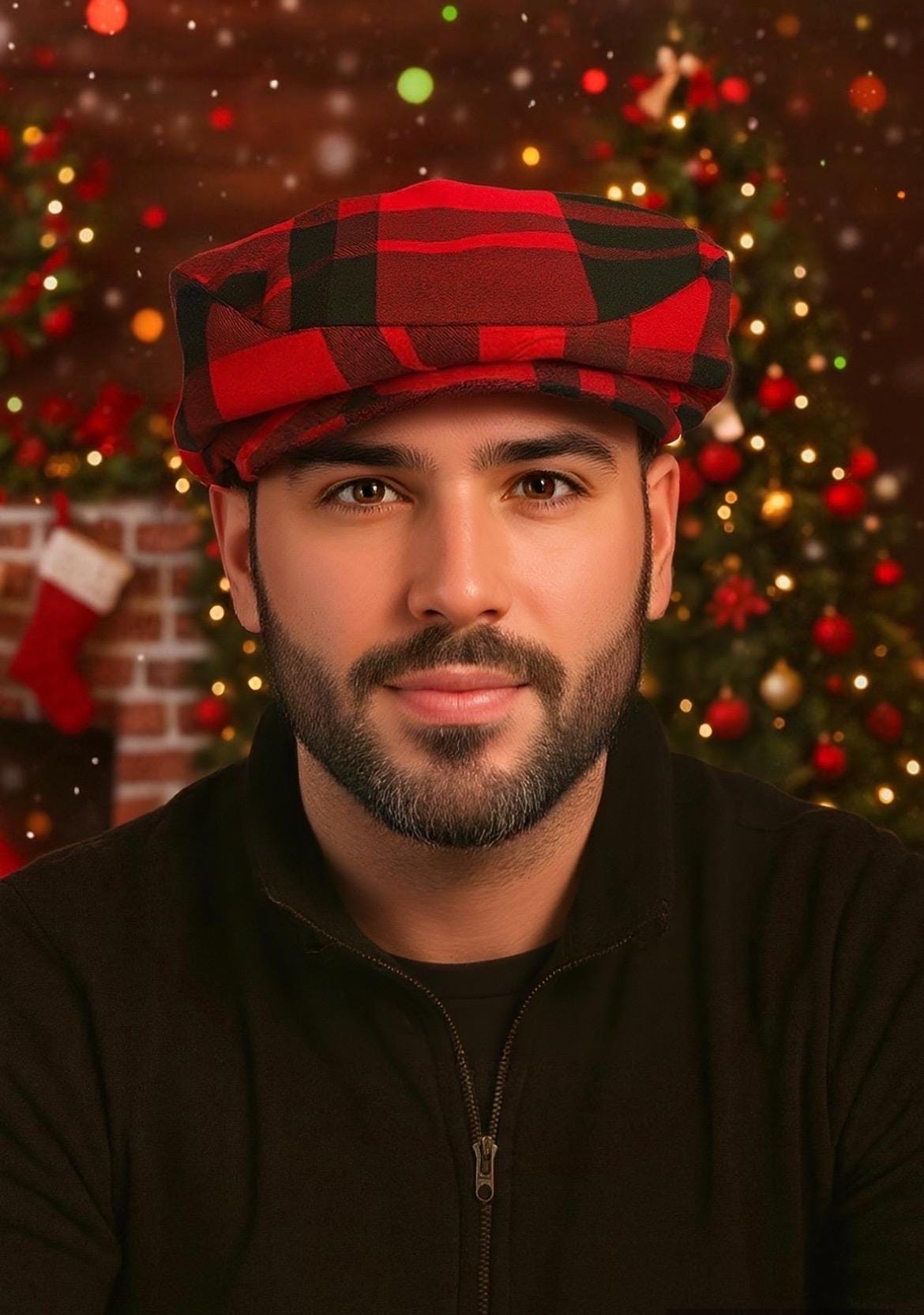Red and Black Buffalo Check Flat Cap, Red Buffalo Plaid Newsboy Hat, Birthday Boy Buffalo Plaid Hat, Man Lumberjack Plaid Flat Cap Hat Gift