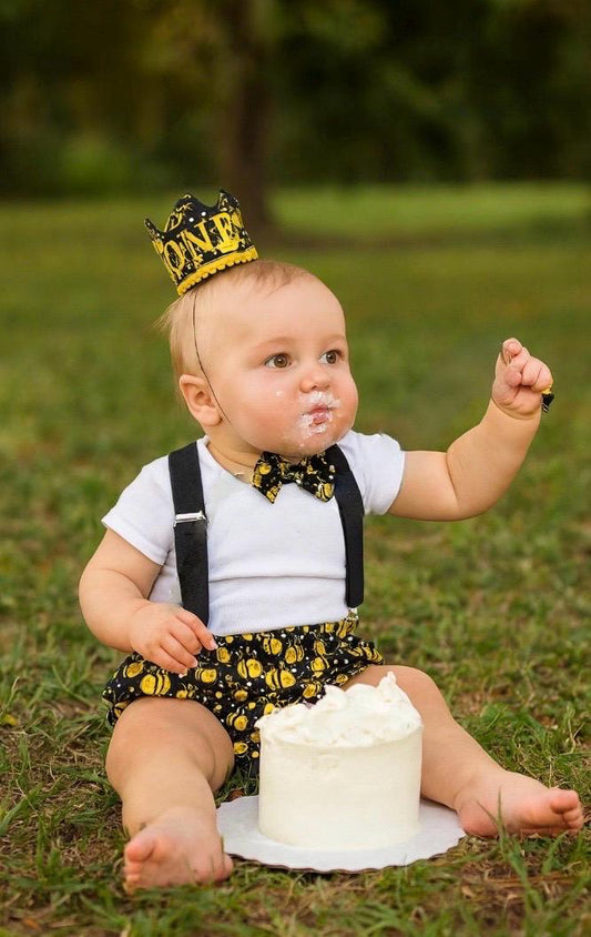 One birthday Bee theme cake, Bee black diaper cover, Boy First Birthday , bow tie yellow Diaper Cover Suspenders 1st Birthday Photoshoot