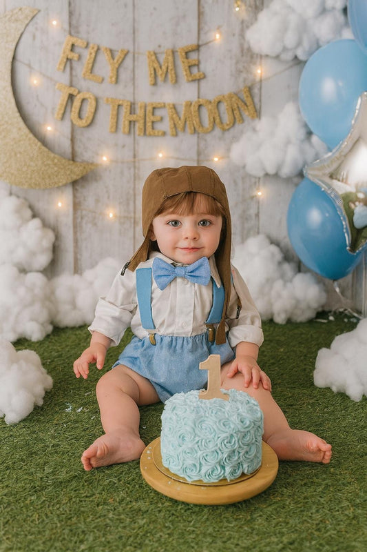 Aviator pilot sitter set - baby boy photo prop - baby clothes - vintage style - pilot cap - cake smash outfit - navy