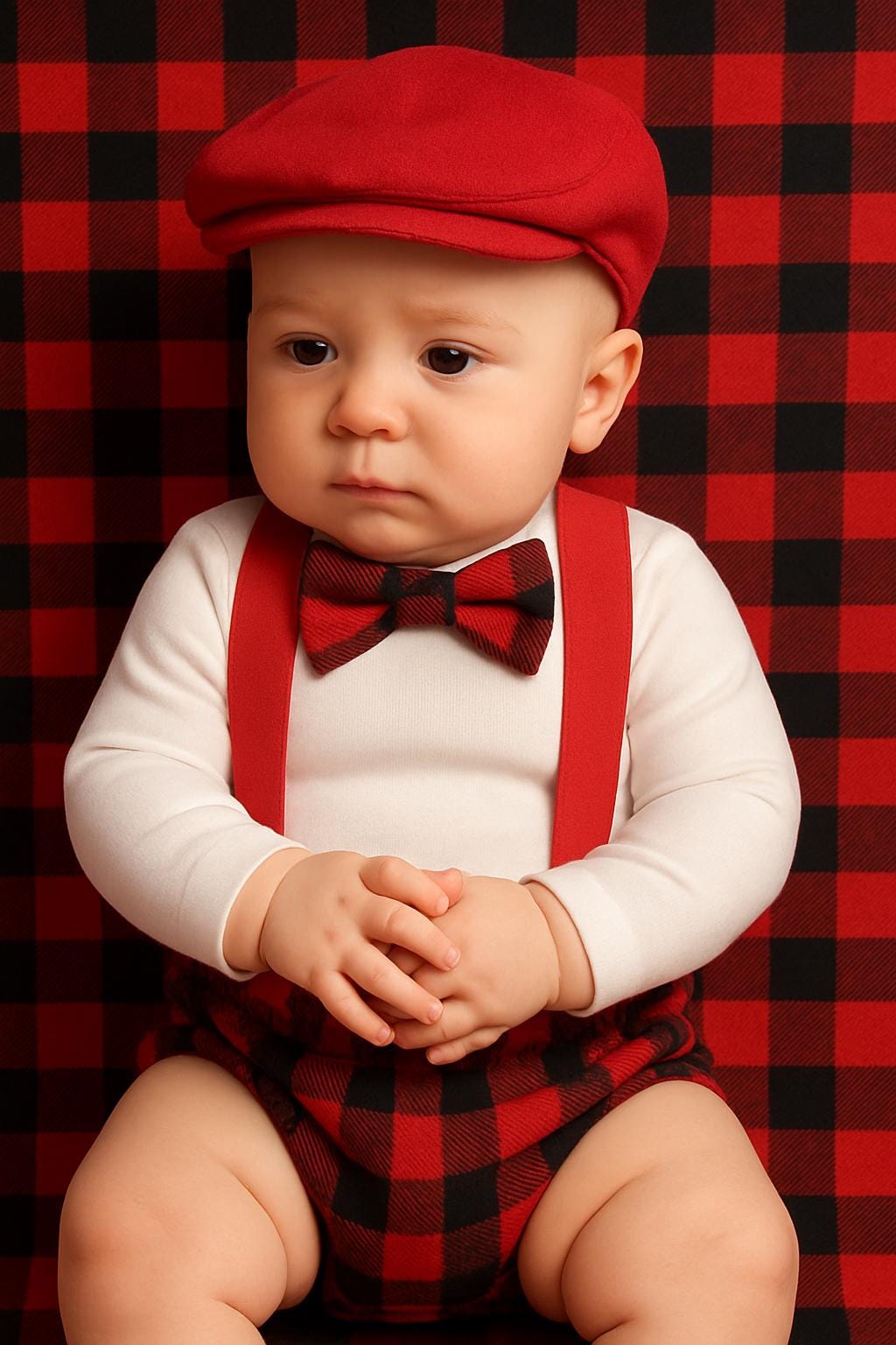 Cake Smash Outfit Boy Girl Buffalo Plaid Set or Buy the Piece Diaper Cover Bow Tie Suspenders Boys First 1st Birthday Lumberjack Photoshoot