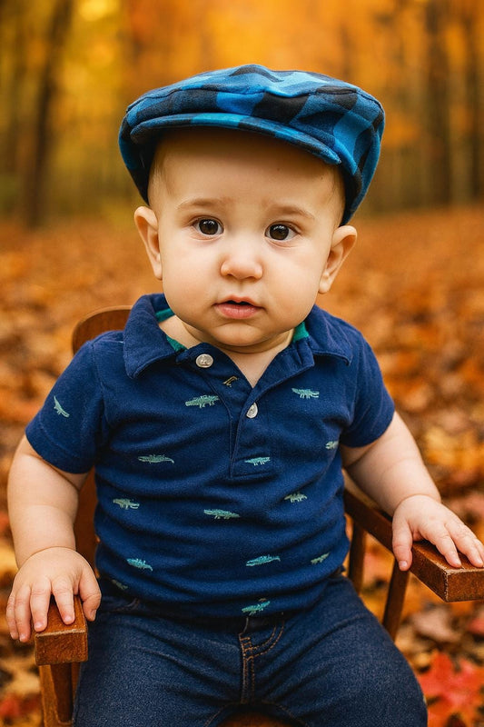 Blue plaid Flat Cap Jeff Paddy Irish Driving English Gatsby Mens Ivy Hunting Scally Bunnet English Dai Newsboy Hat Baby flat cap boy